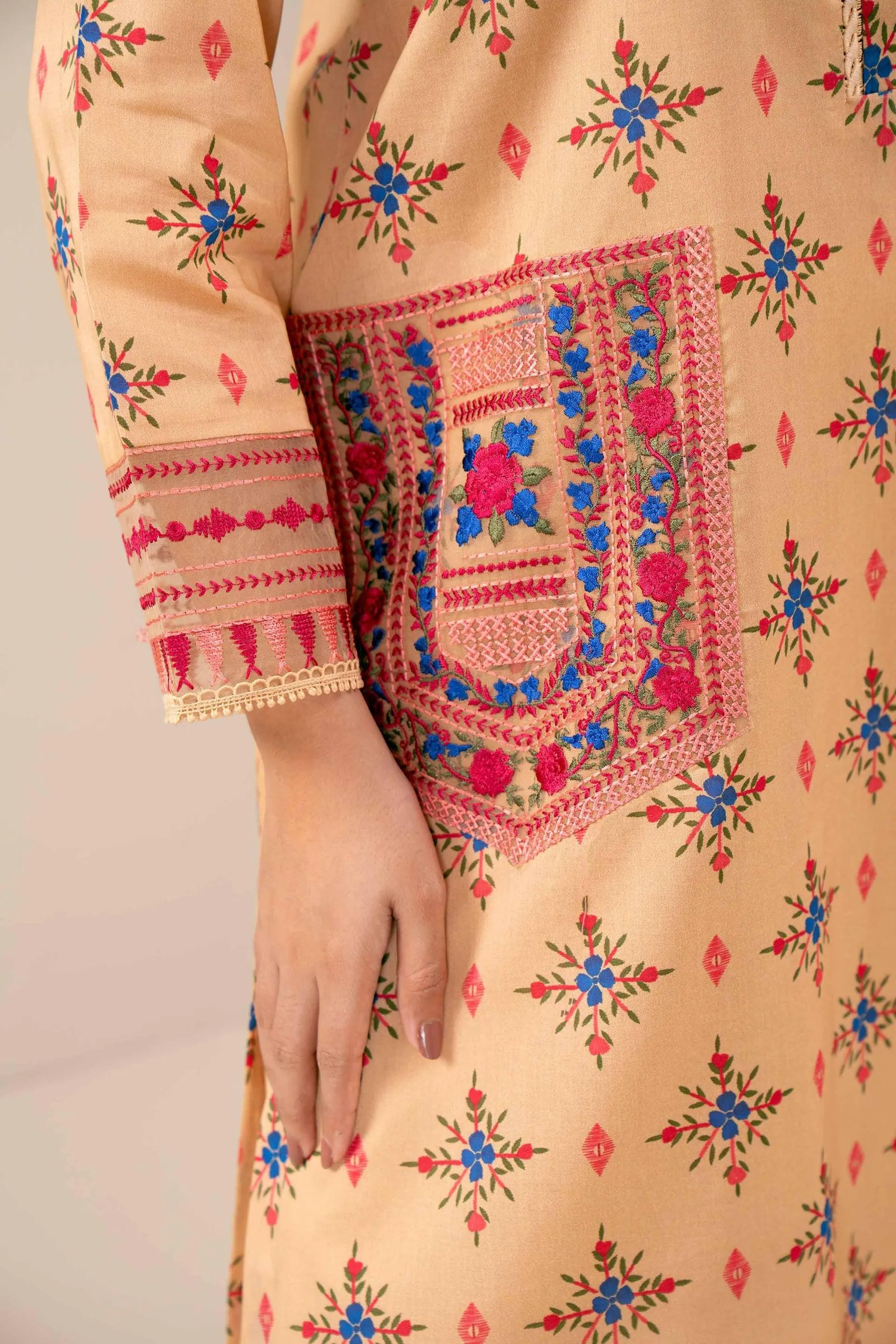 3 Piece - Printed Embroidered Suit - 42401840