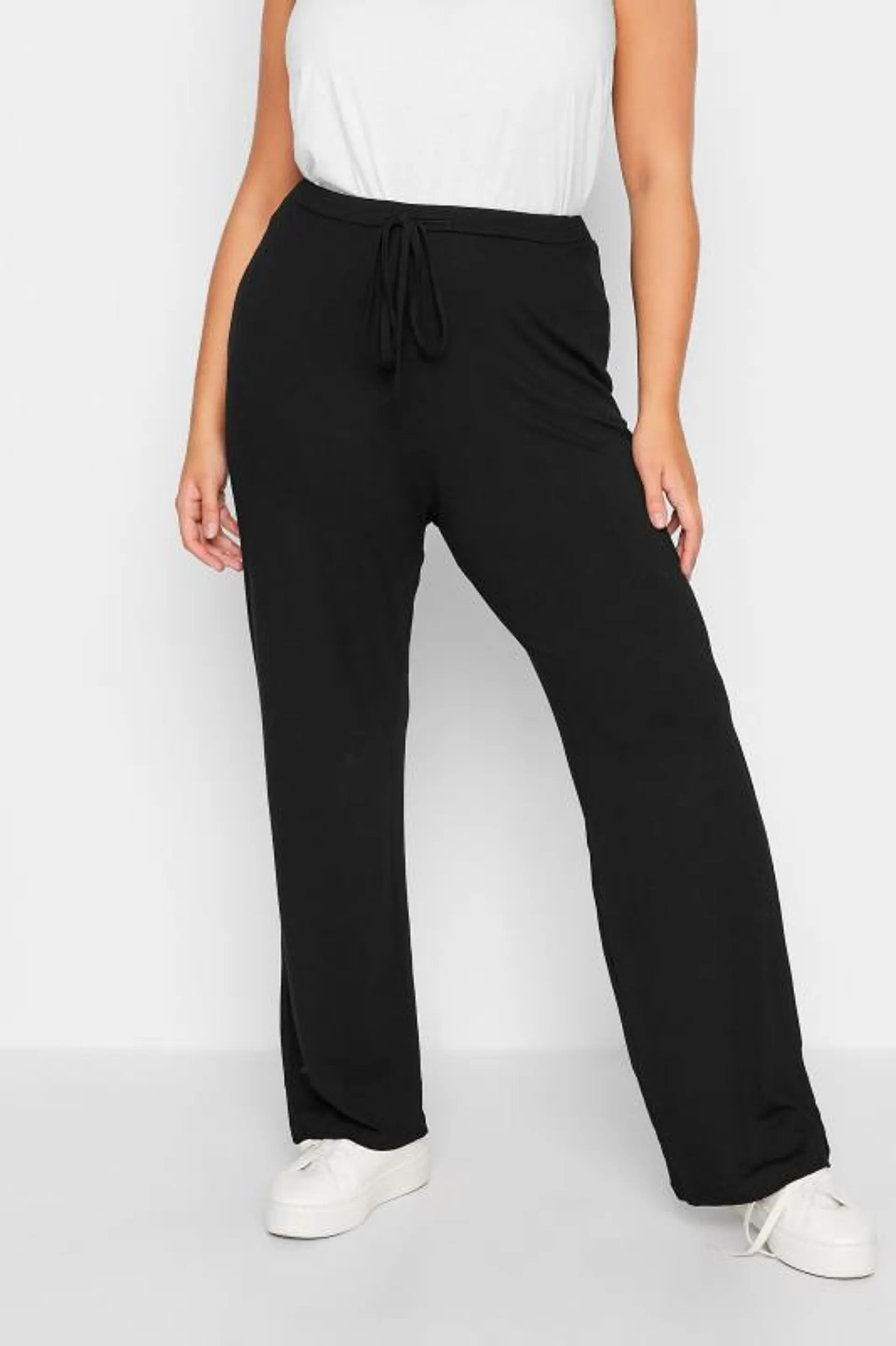 YOURS BESTSELLER Curve Black Wide Leg Pull On Stretch Jersey Yoga Pants