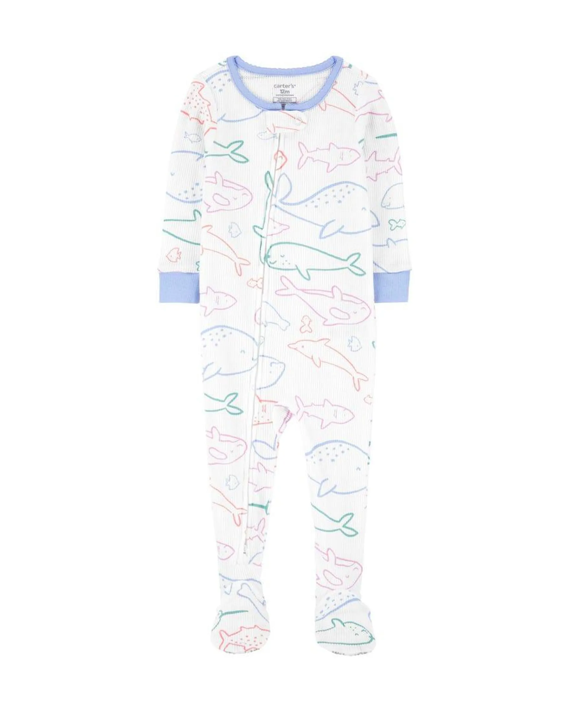 All-Over Whale Print Footie Pyjamas