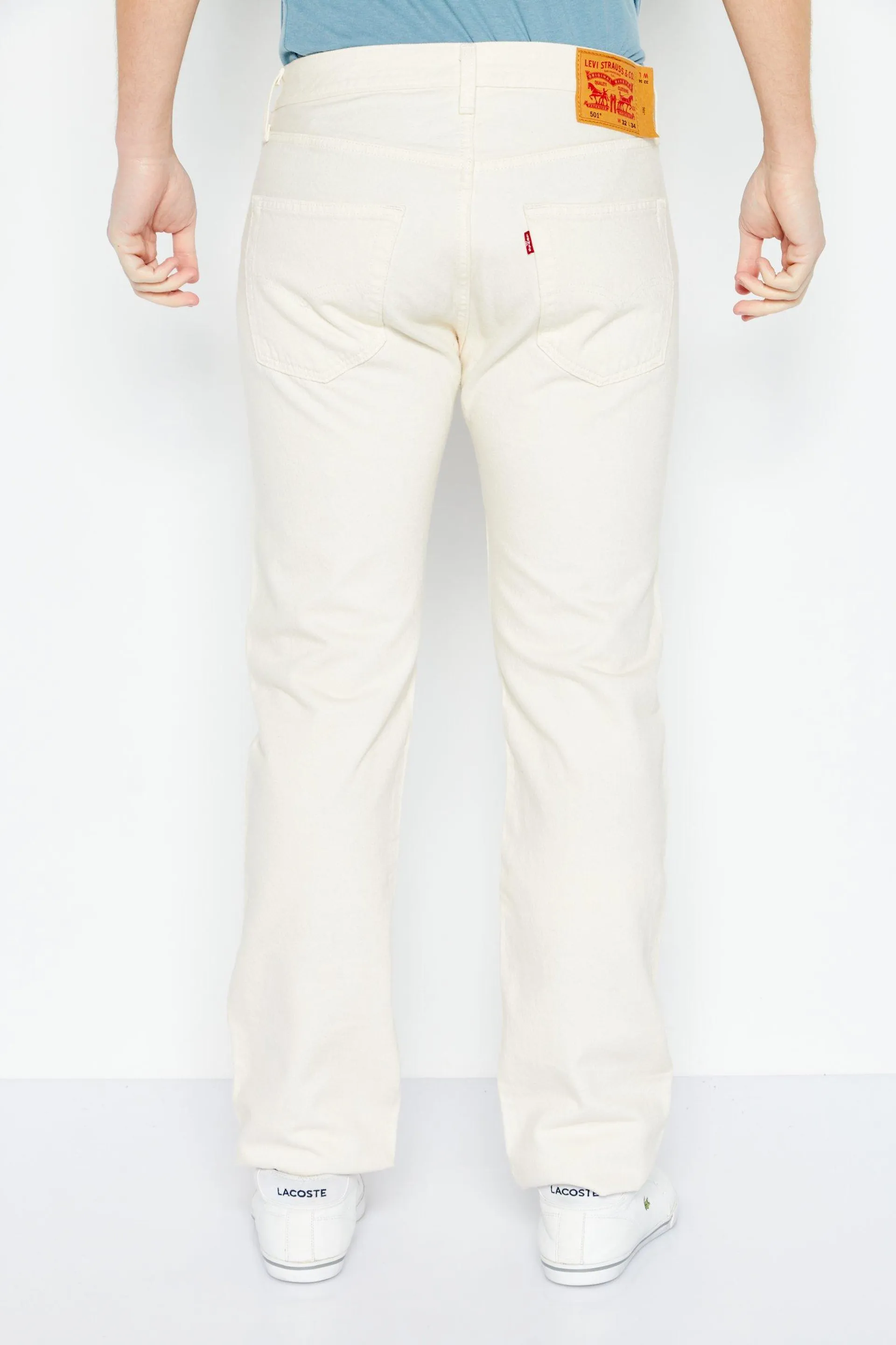 Men Straight Fit Plain Non Stretchable Denim Jeans, Off White