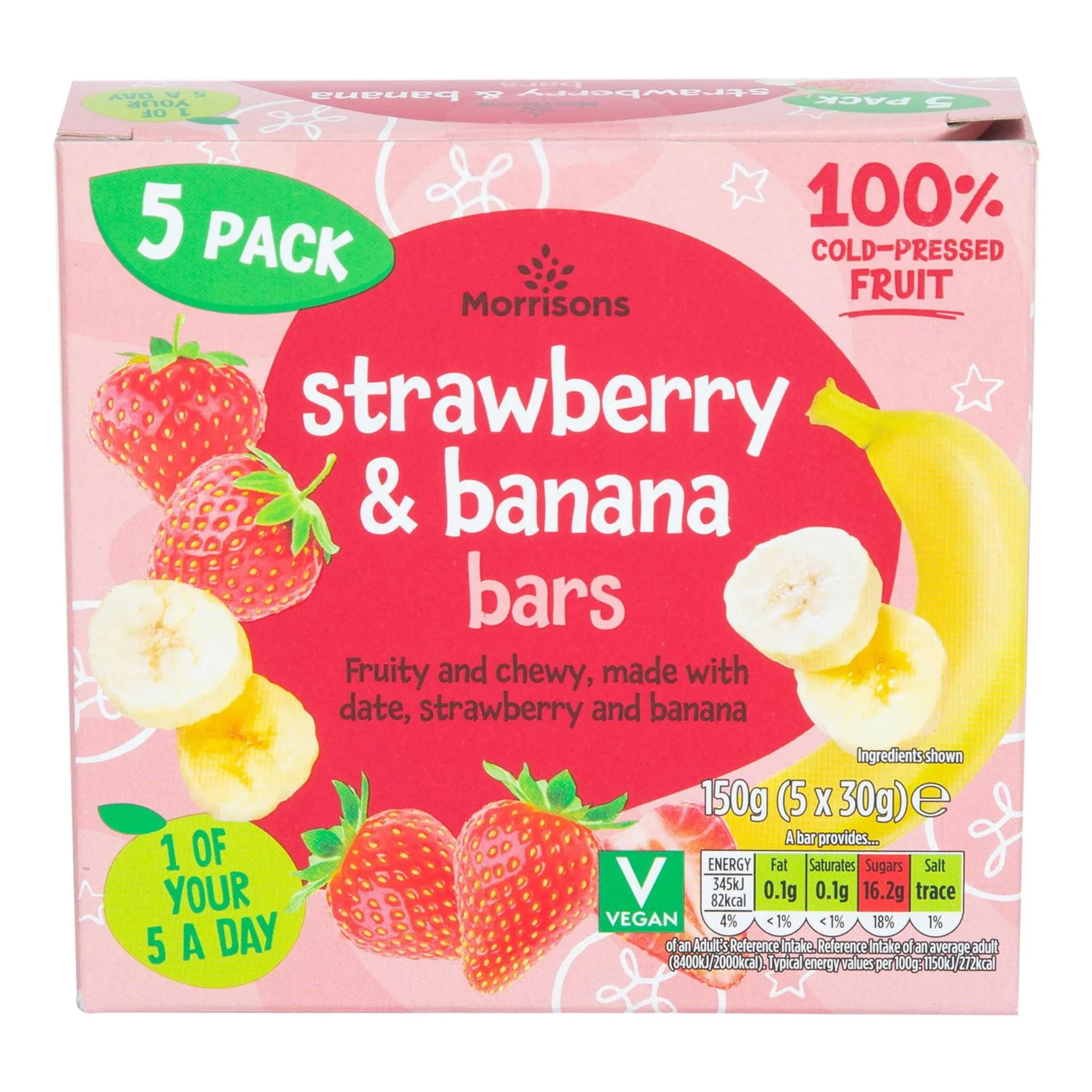 Morrisons Strawberry & Banana Bars 5 x 30 g