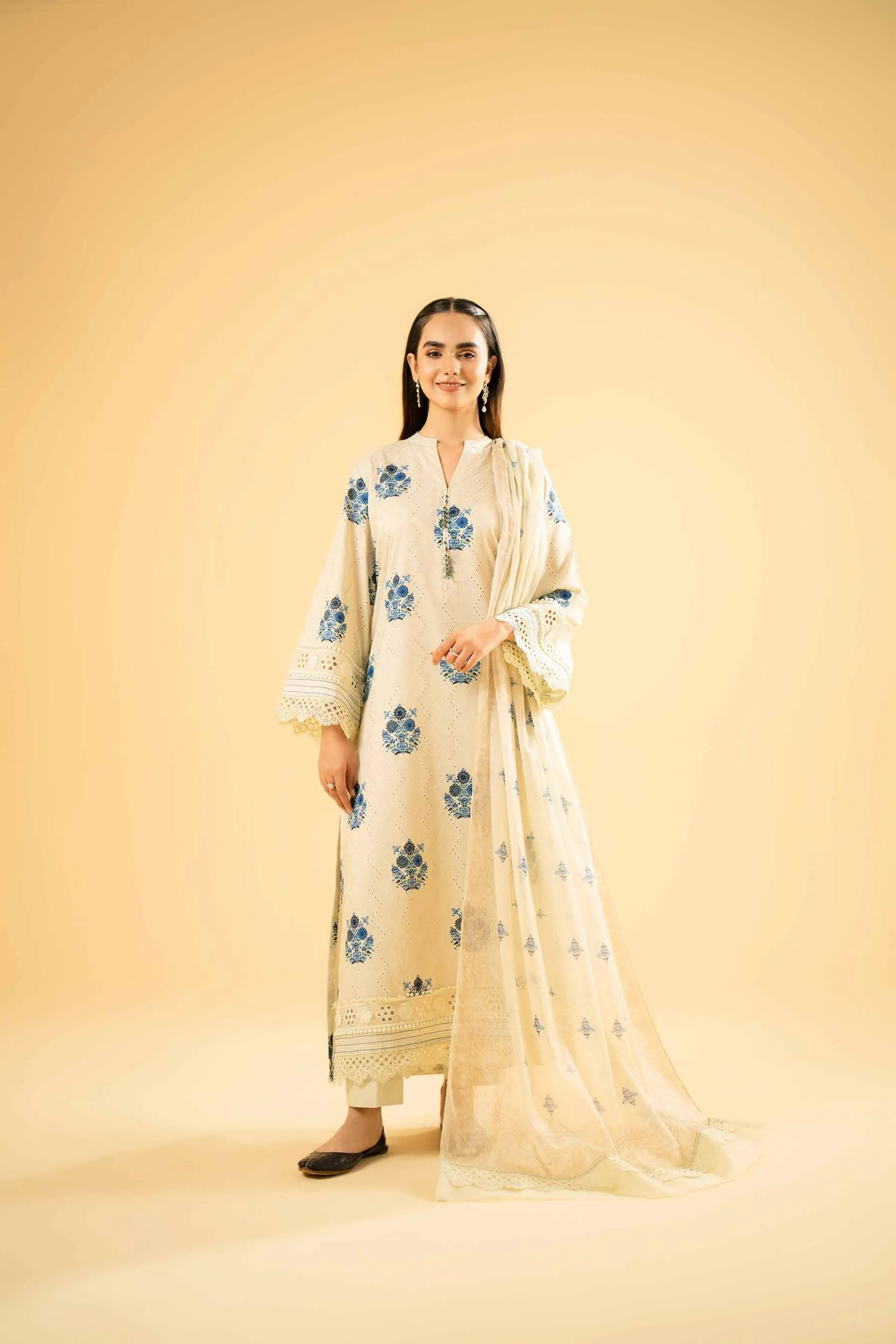 3 Piece - Digital Printed Embroidered Suit - 42401970