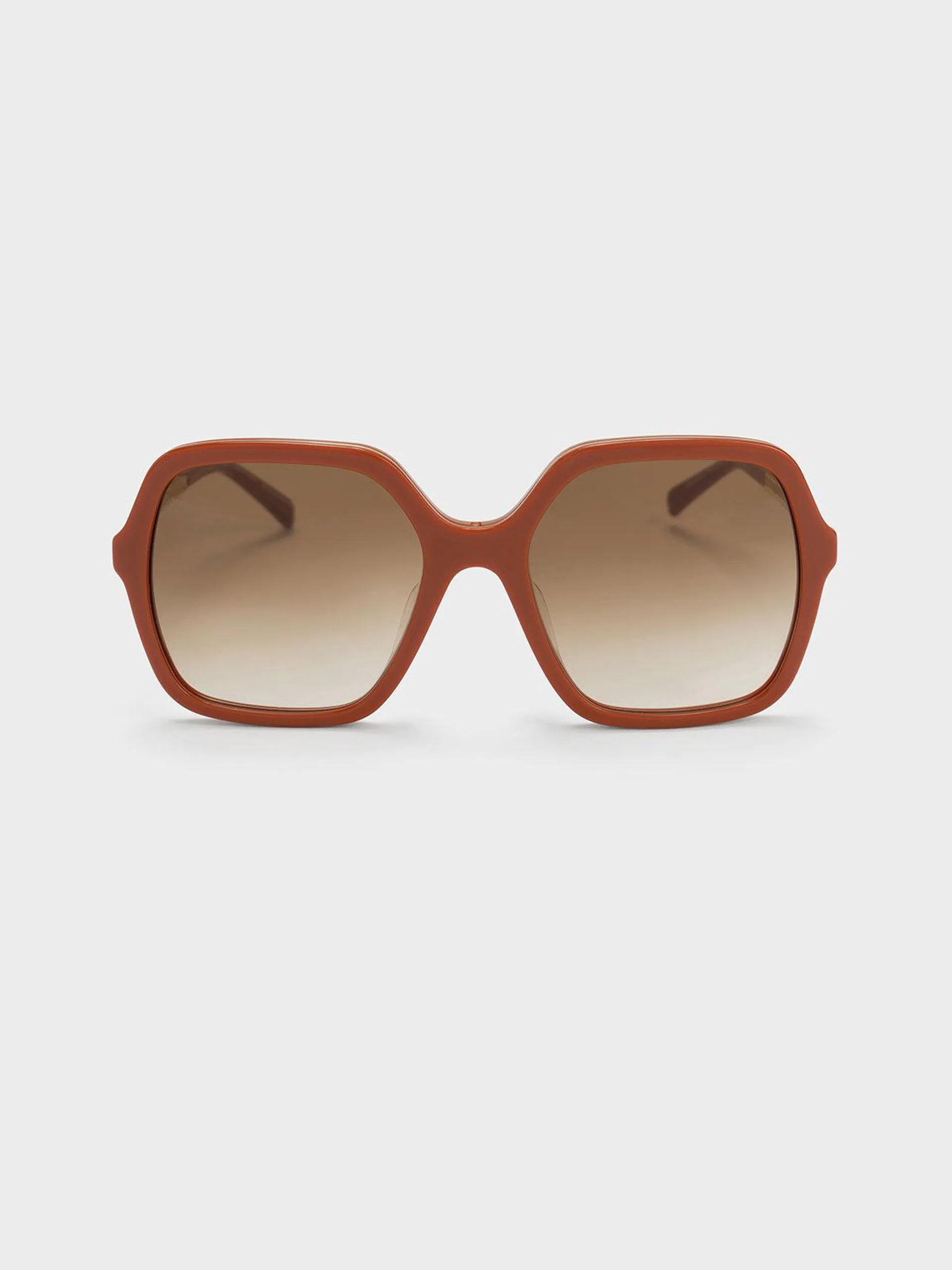 Acetate Braided Temple Butterfly Sunglasses - Clay