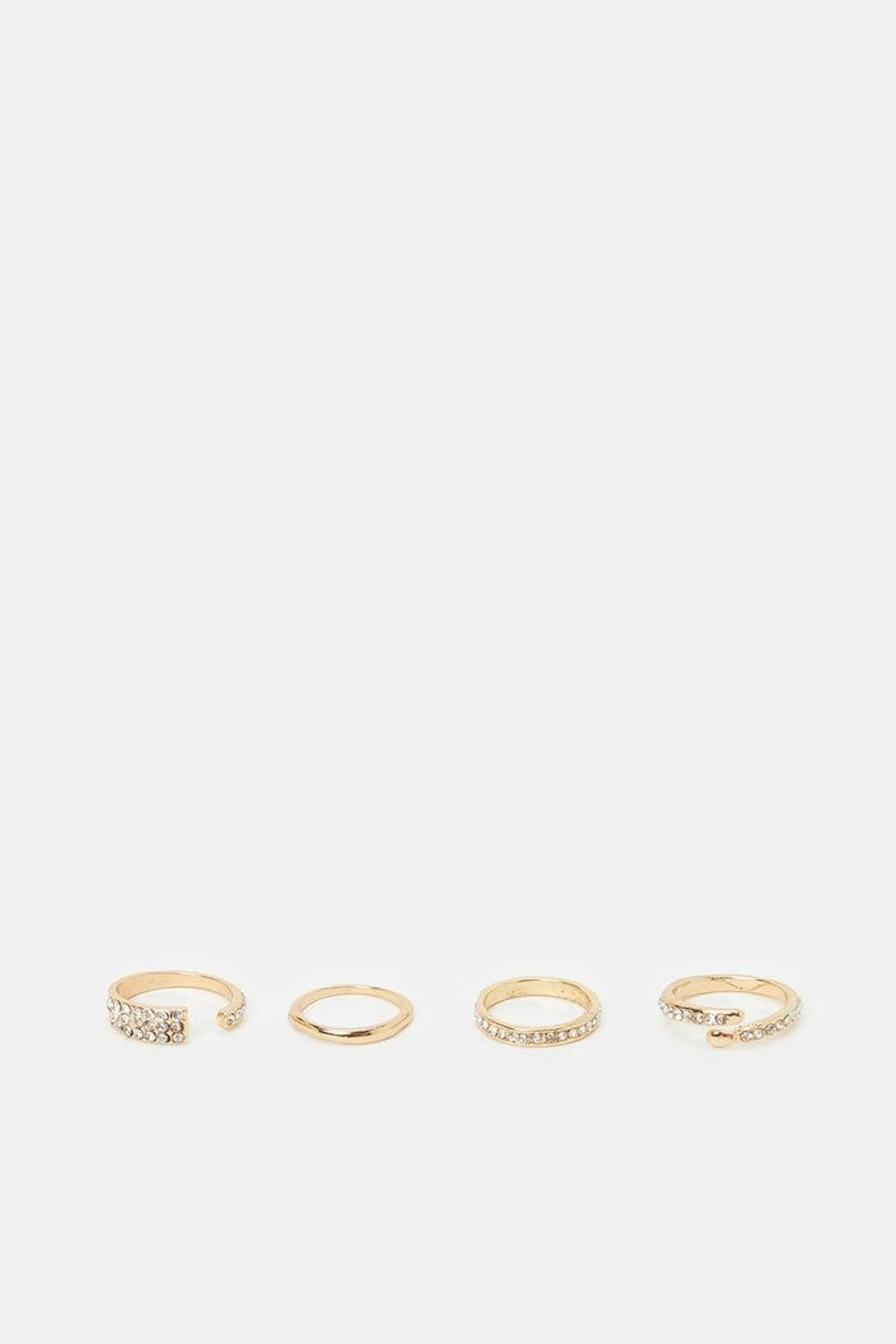 Women Gold Embellished Ring Set (Pack of 4)