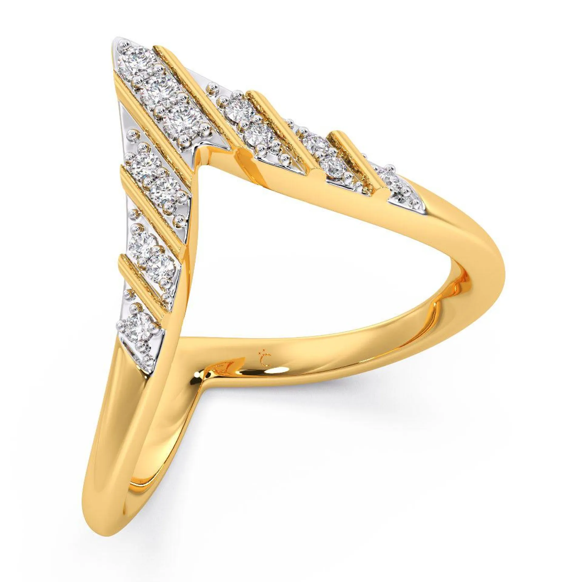 Collinear Diamond V Ring