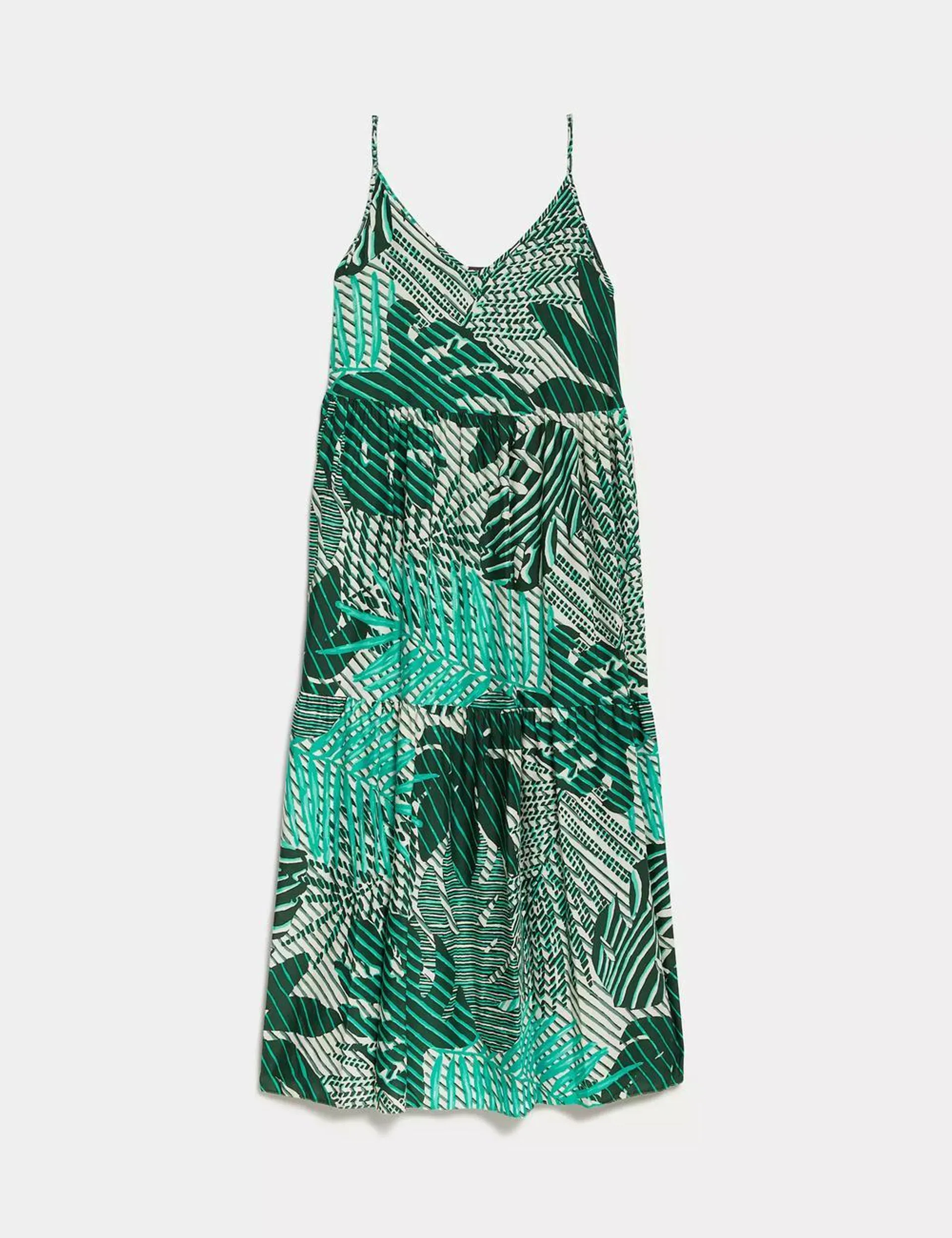 Printed V-Neck Midaxi Beach Dress