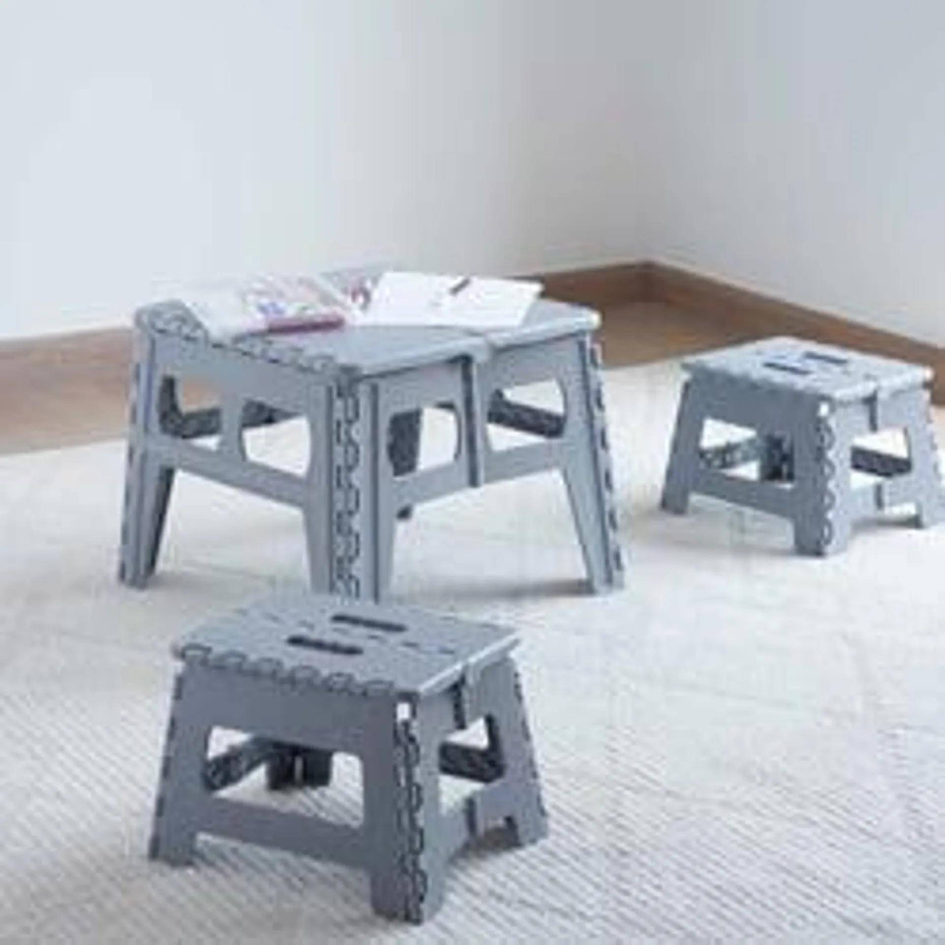 chico 3 piece foldable table and chair set - grey