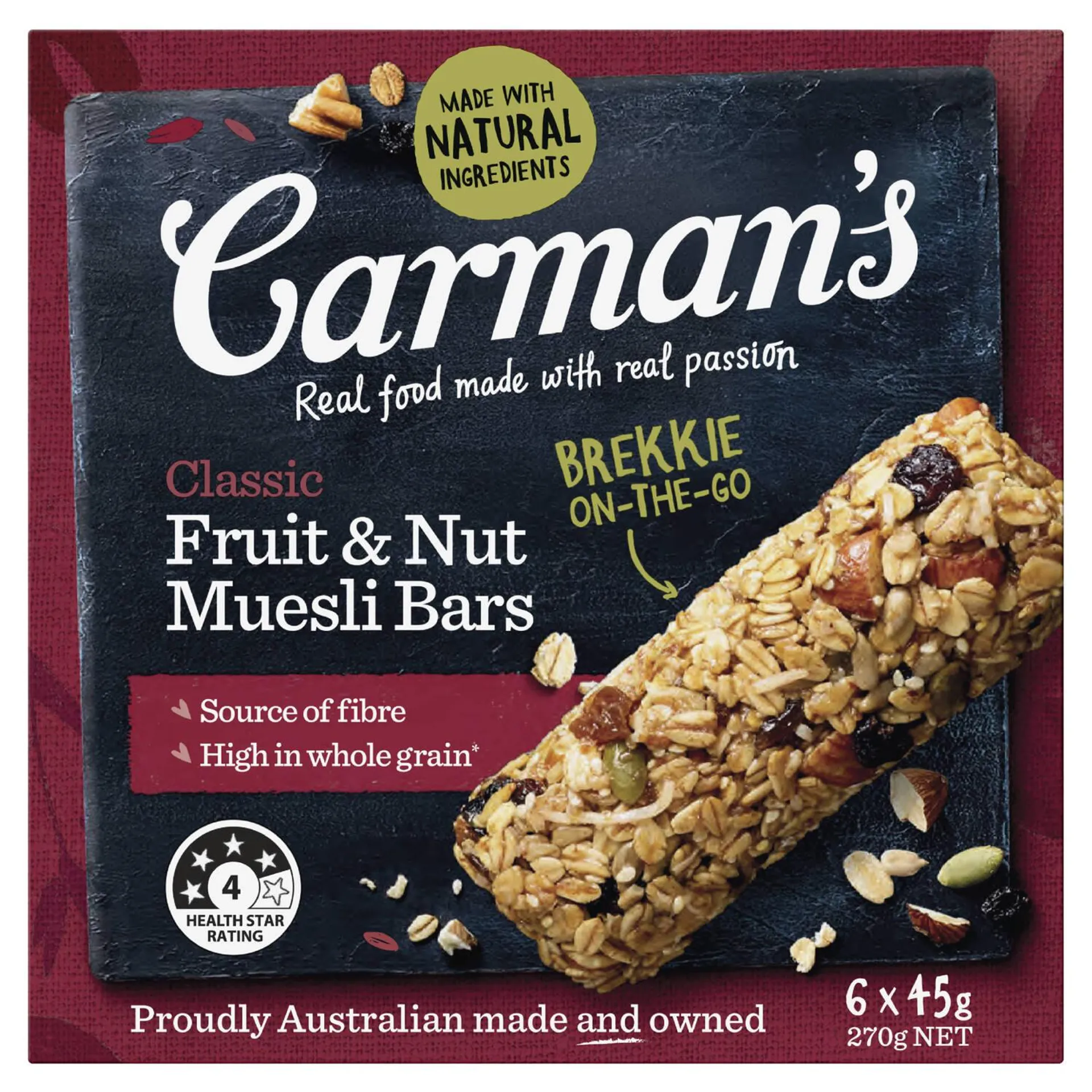 Carman's Classic Fruit & Nut Muesli Bar 6 x 45 g