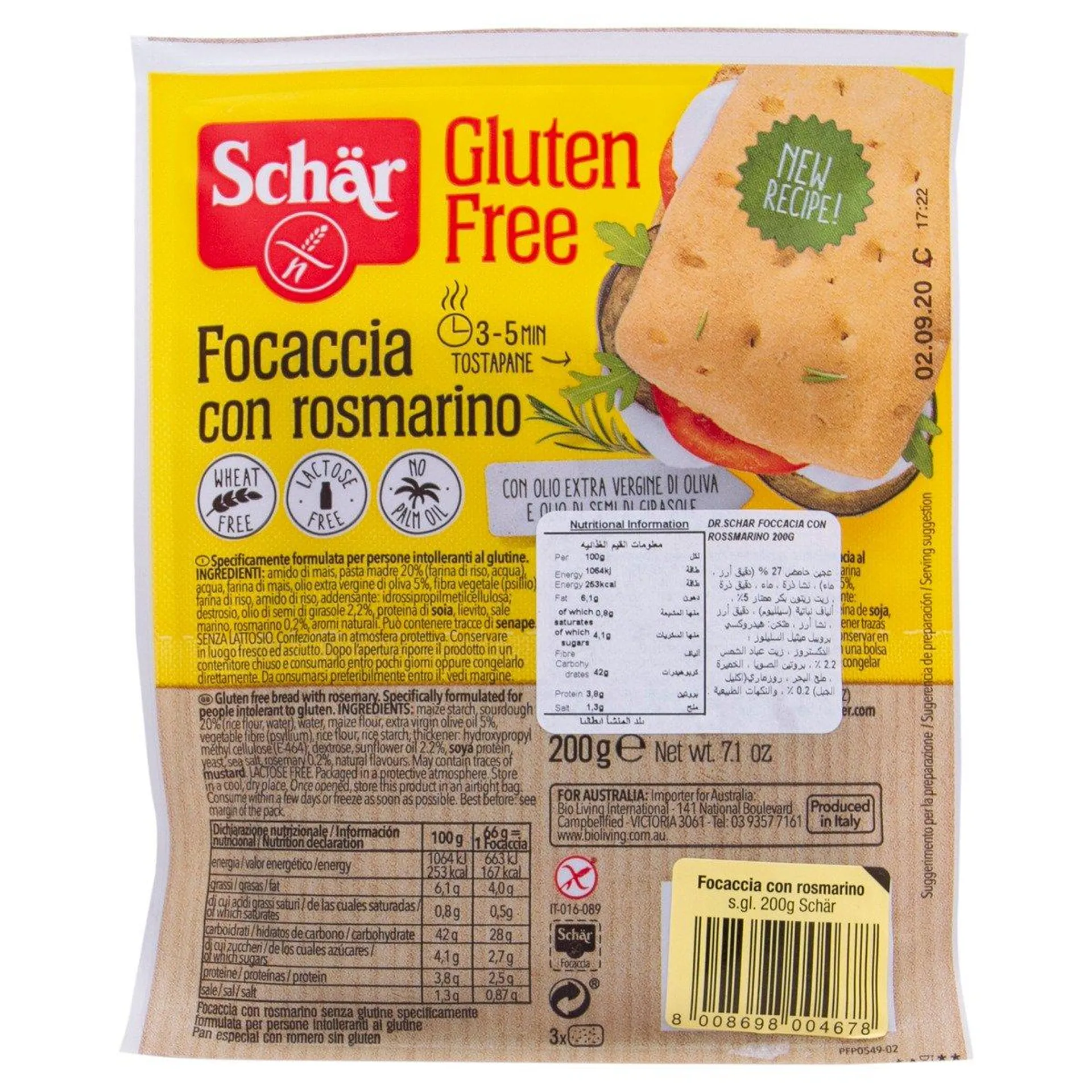 Schar Focaccia Con Rosmarino 200 g