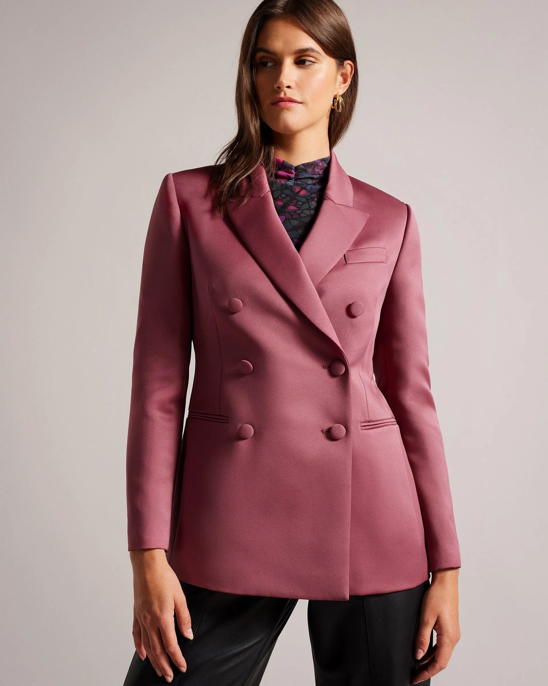 Double Breasted Satin Boyfriend Blazer