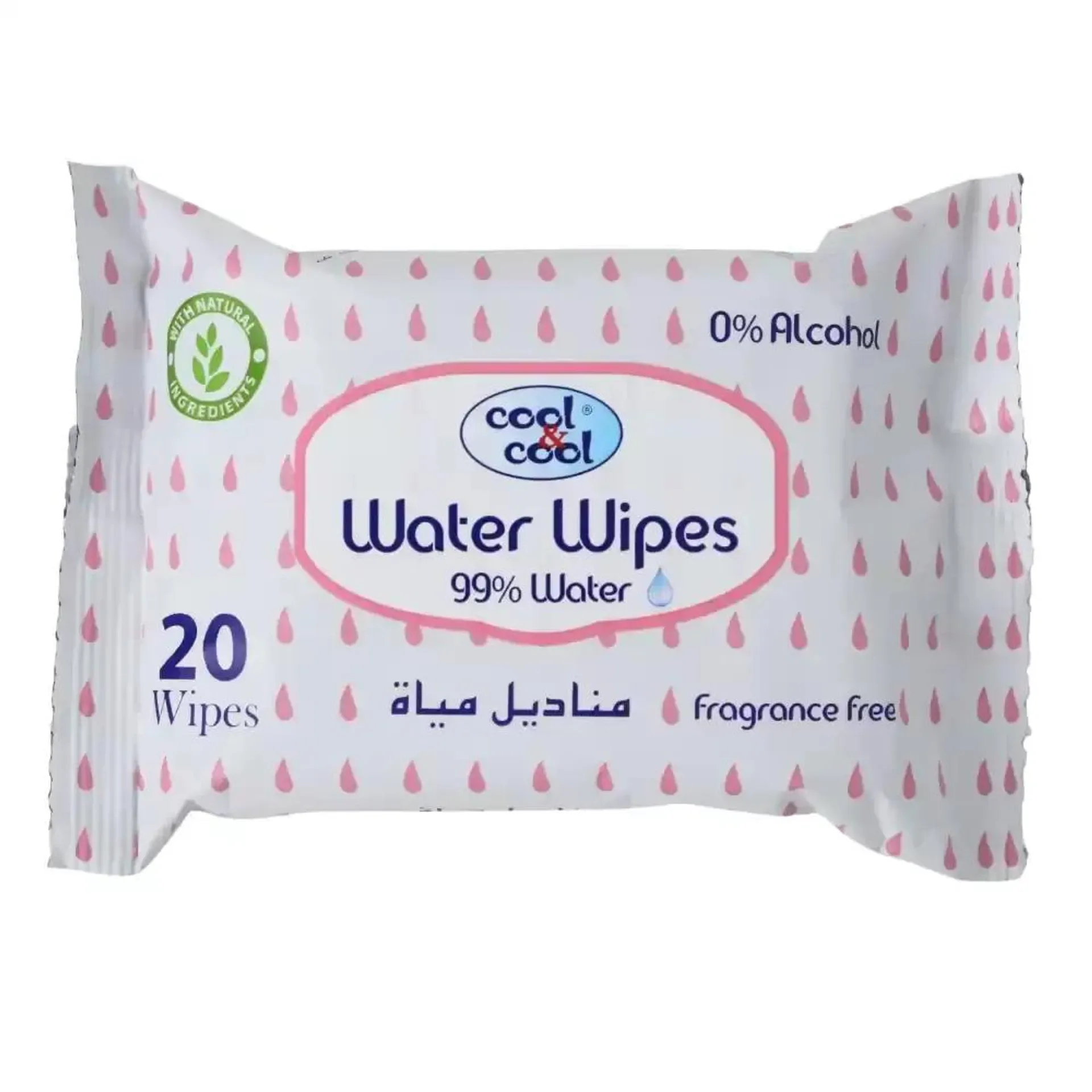 Cool and Cool Ultra Sensitive Water Wipes With 0 percent Alcohol And Fragrance Free- 20 Wipes