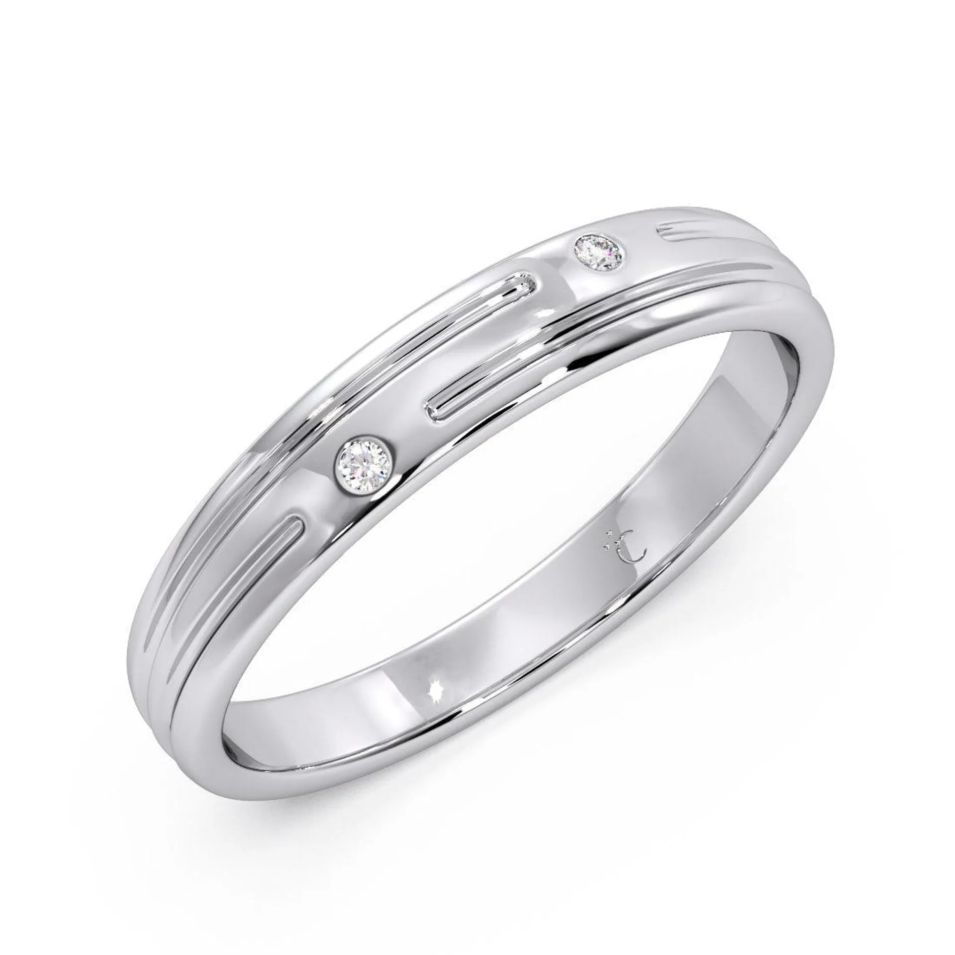 Minimal Platinum Diamond Band Ring