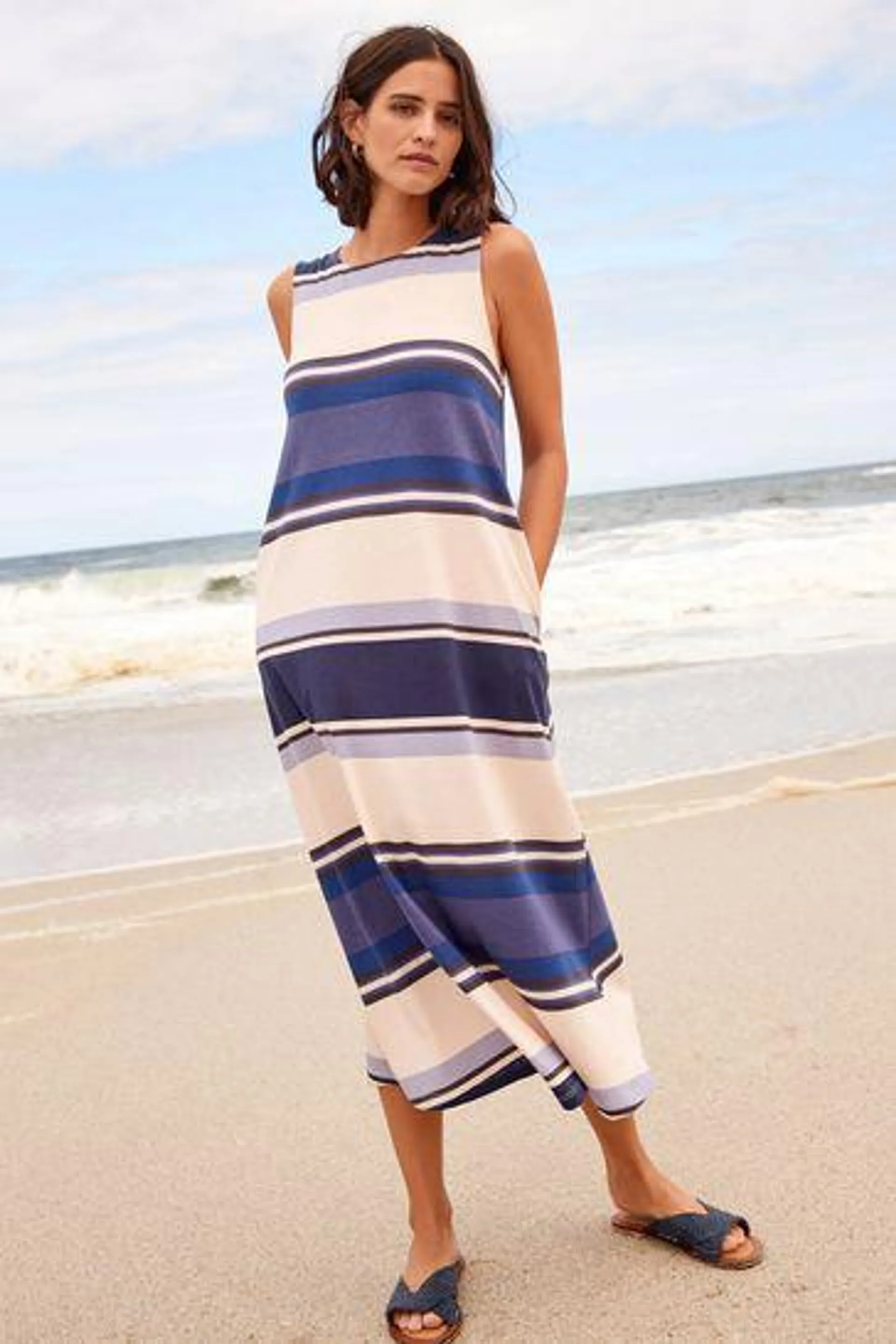 Sleeveless Cotton Jersey Midi Summer Dress