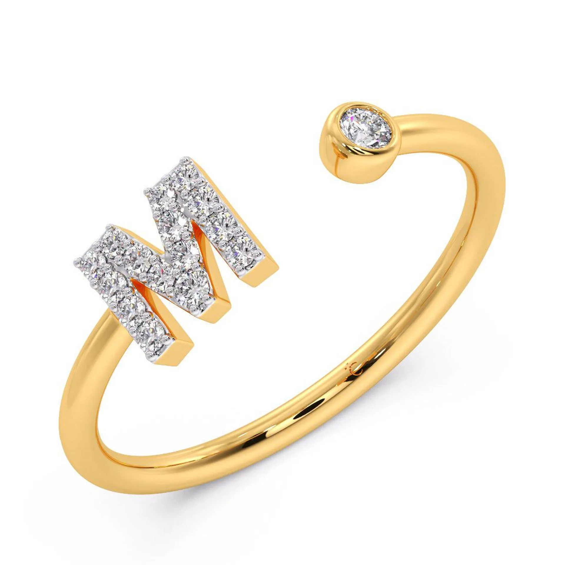 M Alphabet Diamond Gap Ring