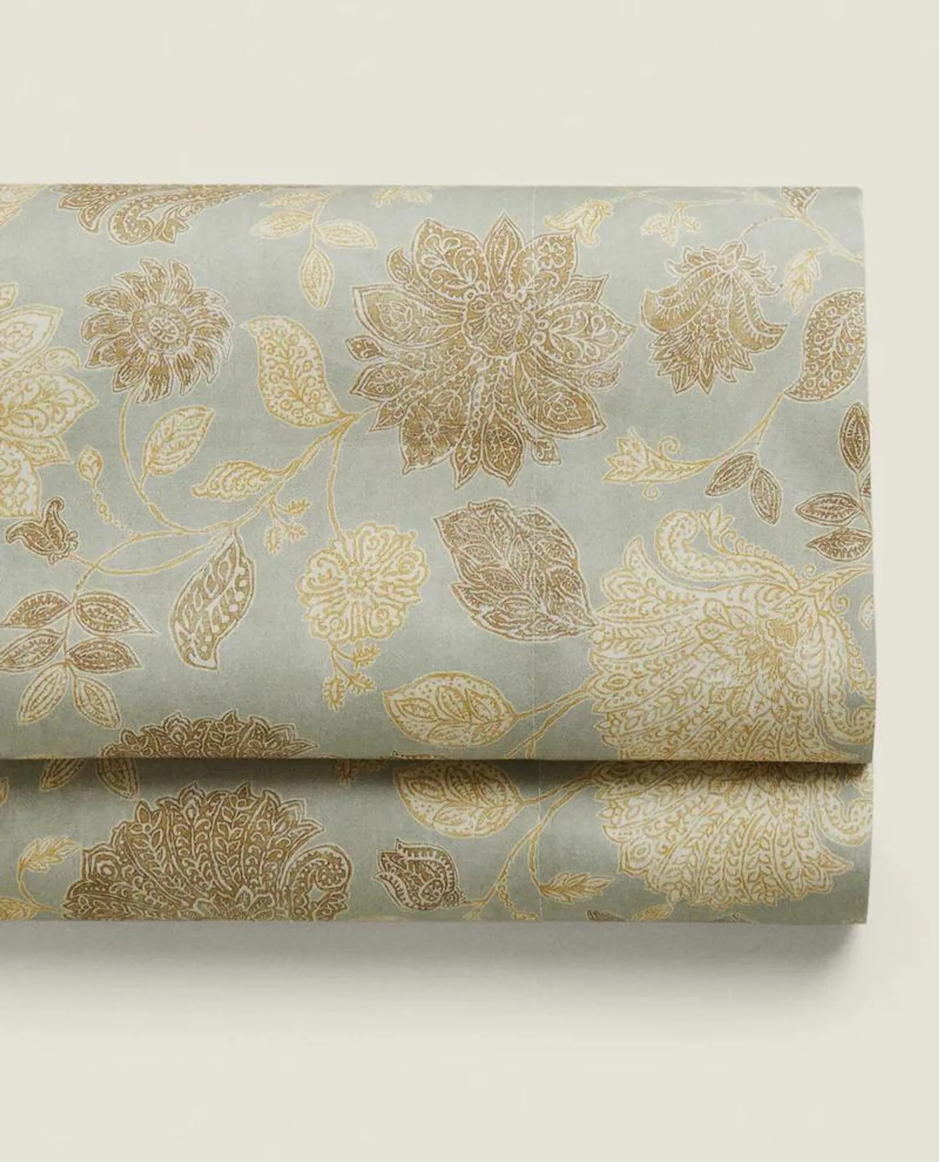 SATIN FLAT SHEET WITH FLORAL PRINT