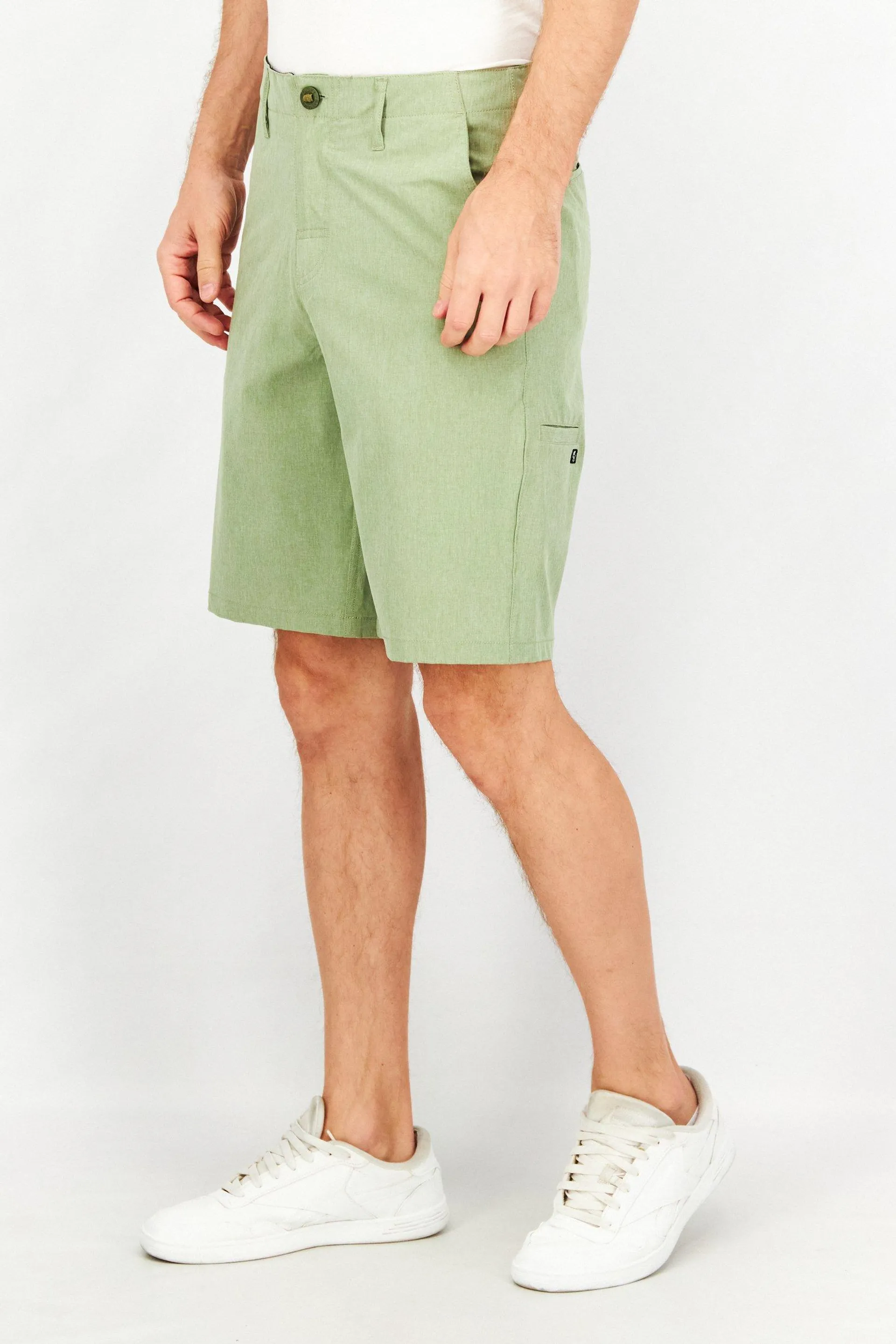 Men Textured Basic Shorts, Olive