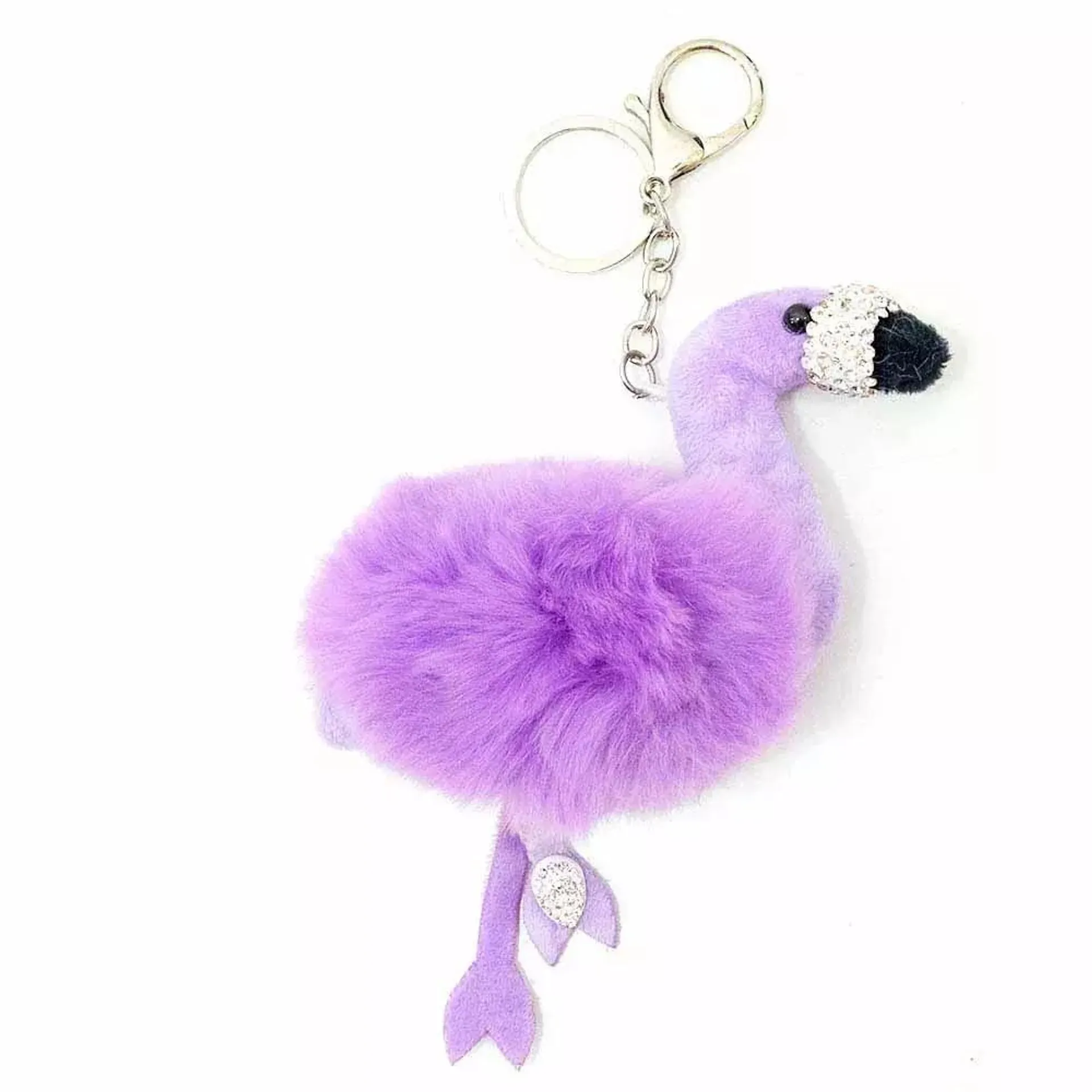 Keychain Plush Animal Shape Fur Pom Pom Key Chain, Unique Designed Keychain- Purple