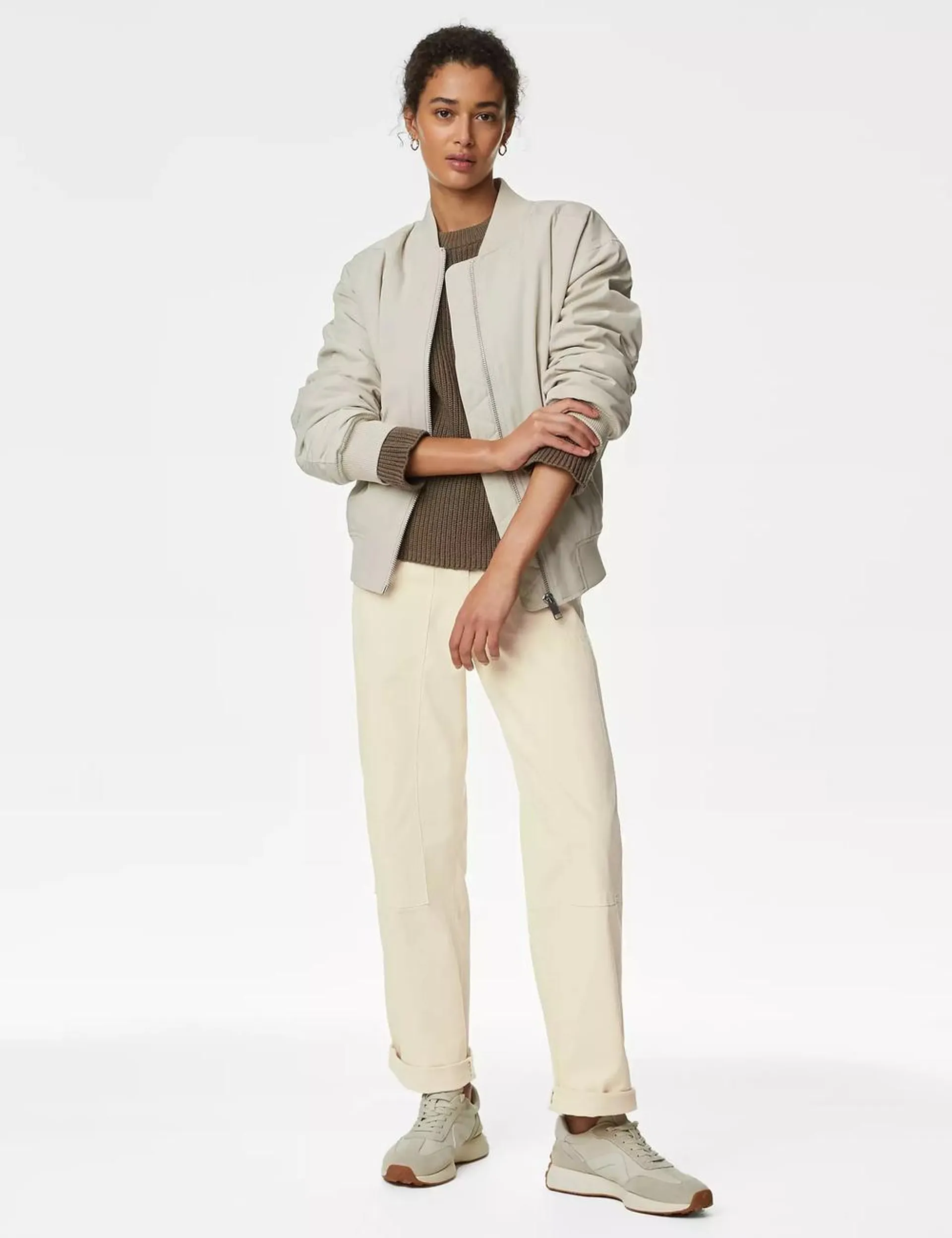 Cotton Rich Relaxed Straight Trousers