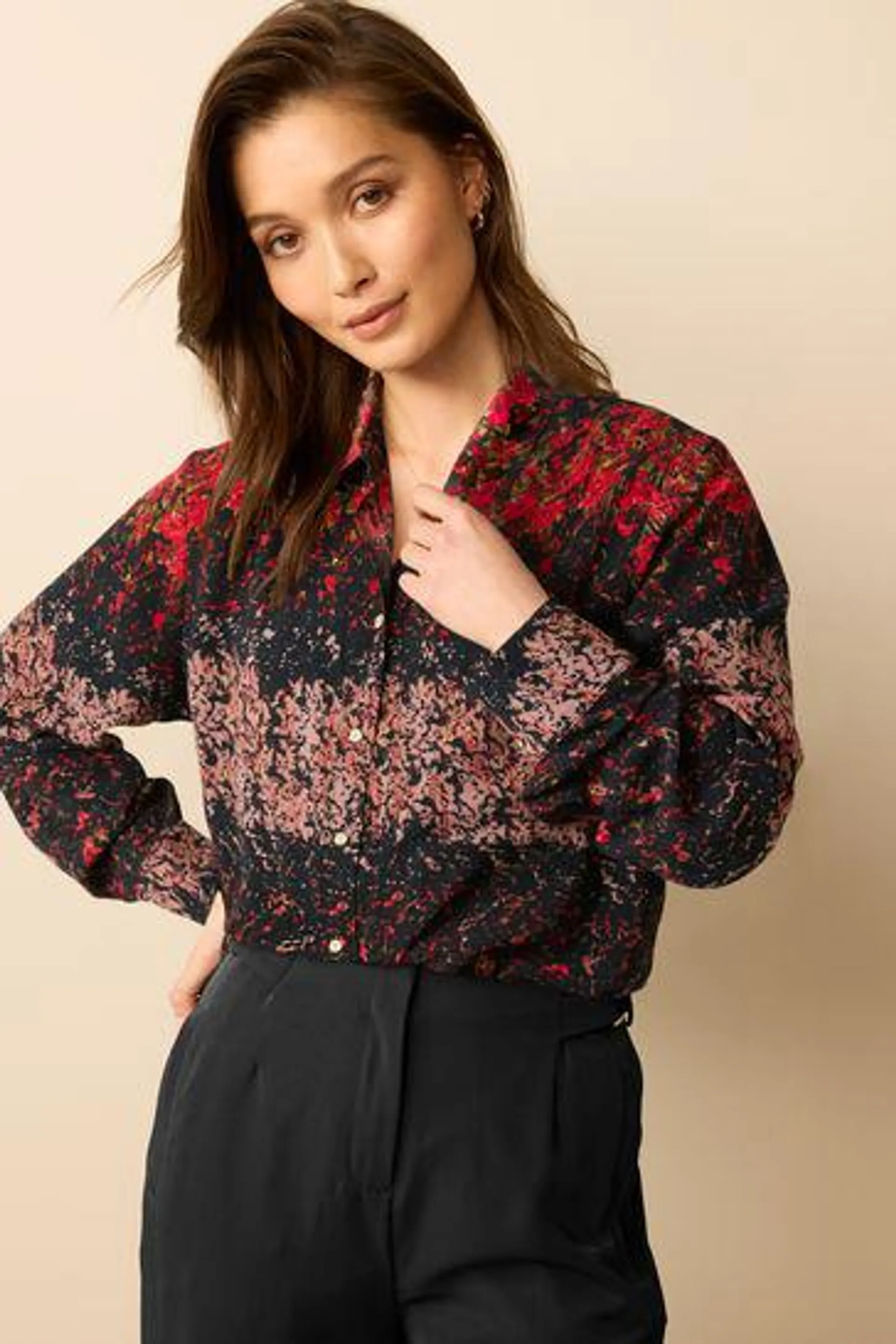 Textured Long Sleeve Shirt with Pocket