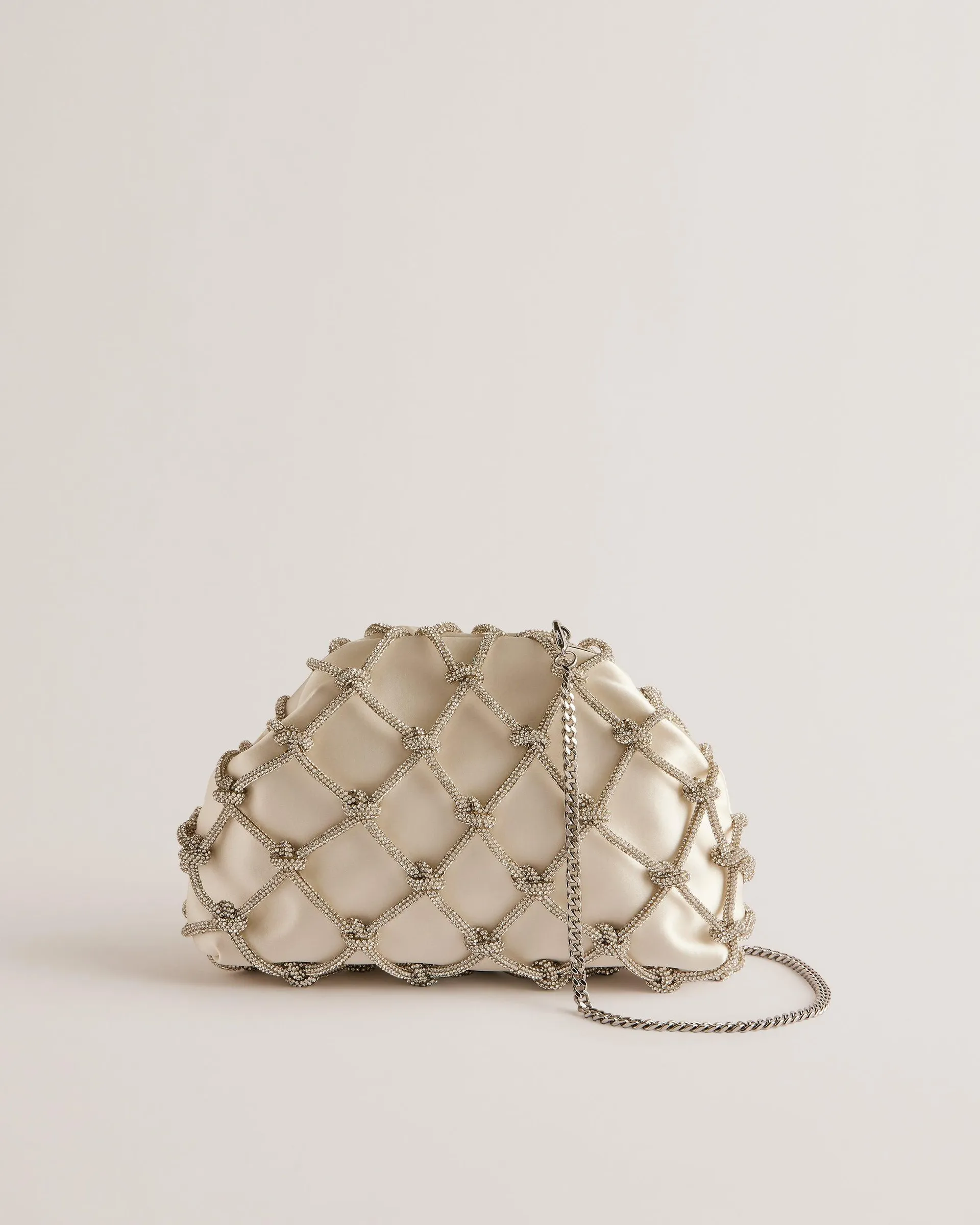 Kylar Crystal Clutch Bag Ivory