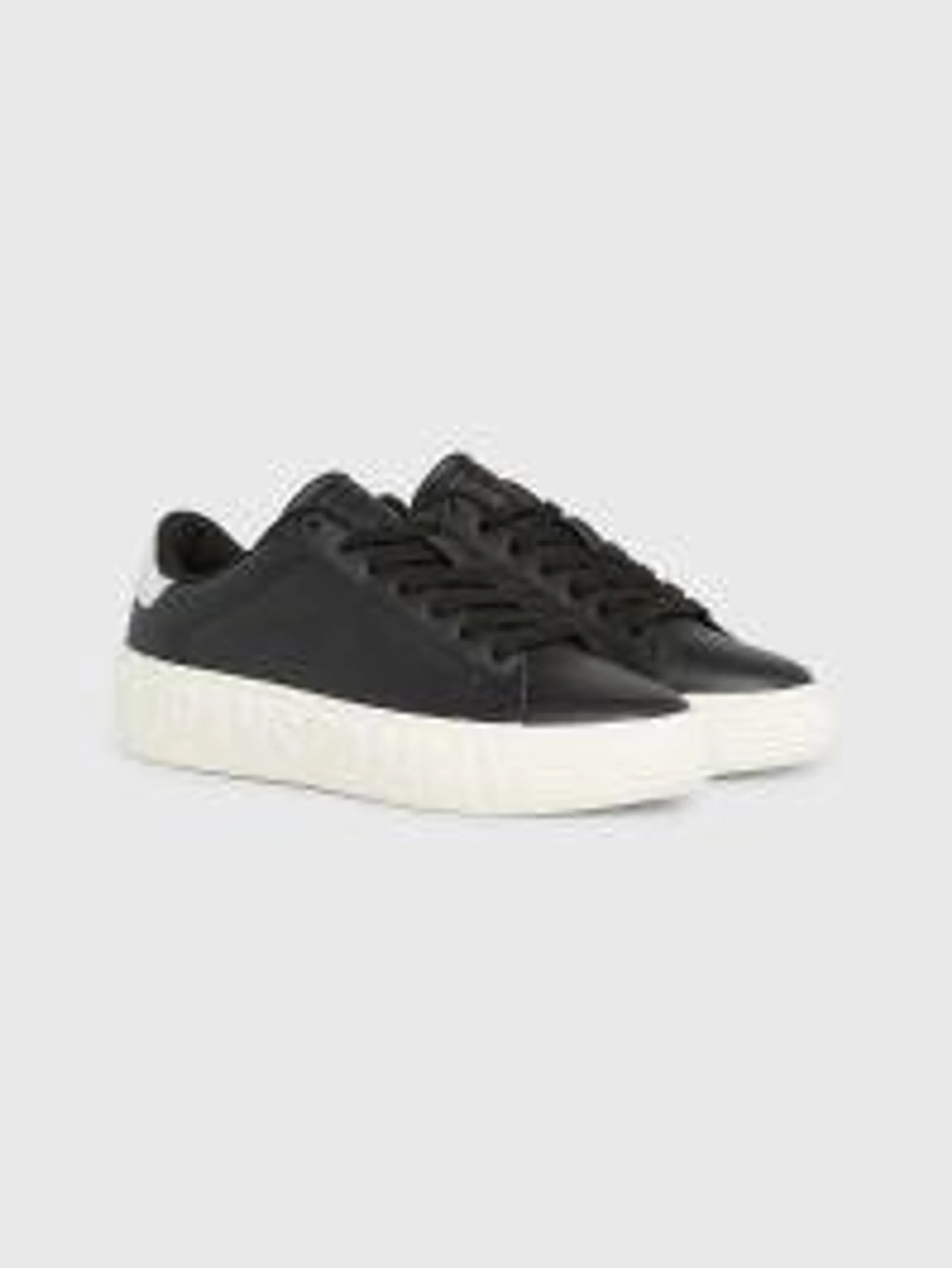 Contrast Heel Leather Cupsole Trainers