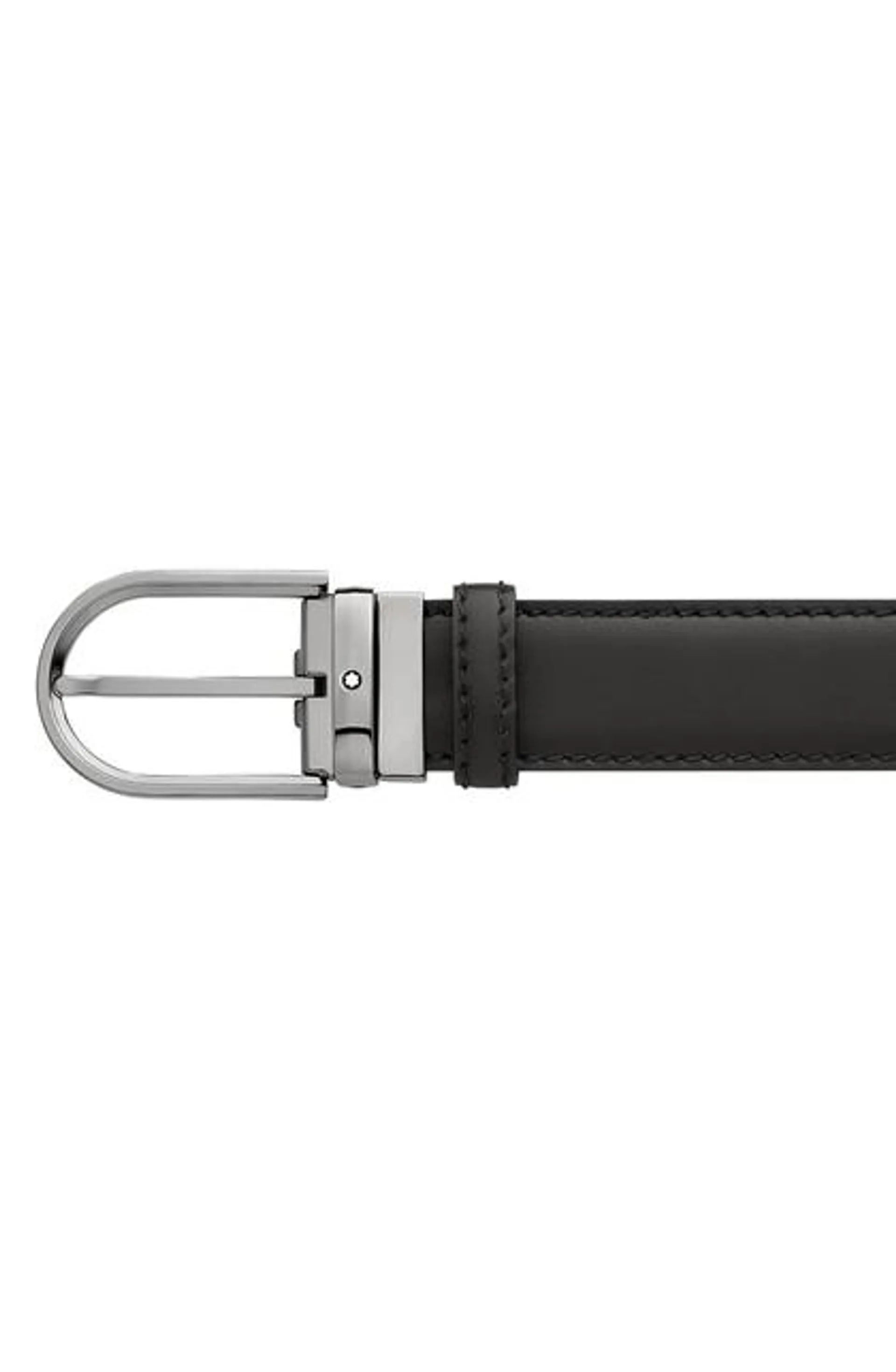 Horseshoe buckle black 35 mm leather belt