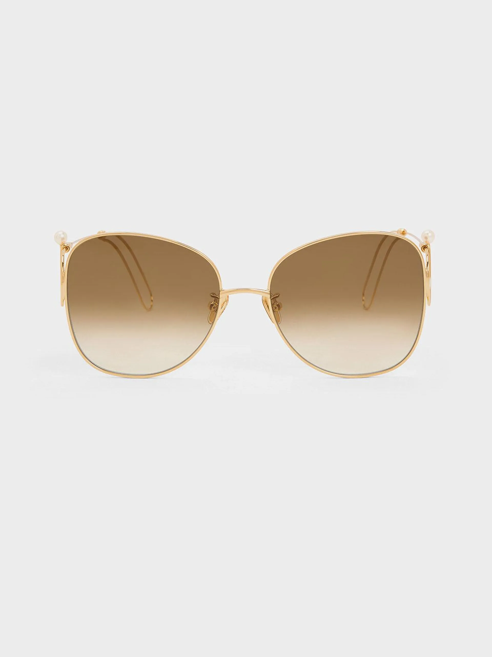 Wire Frame Butterfly Sunglasses - Gold