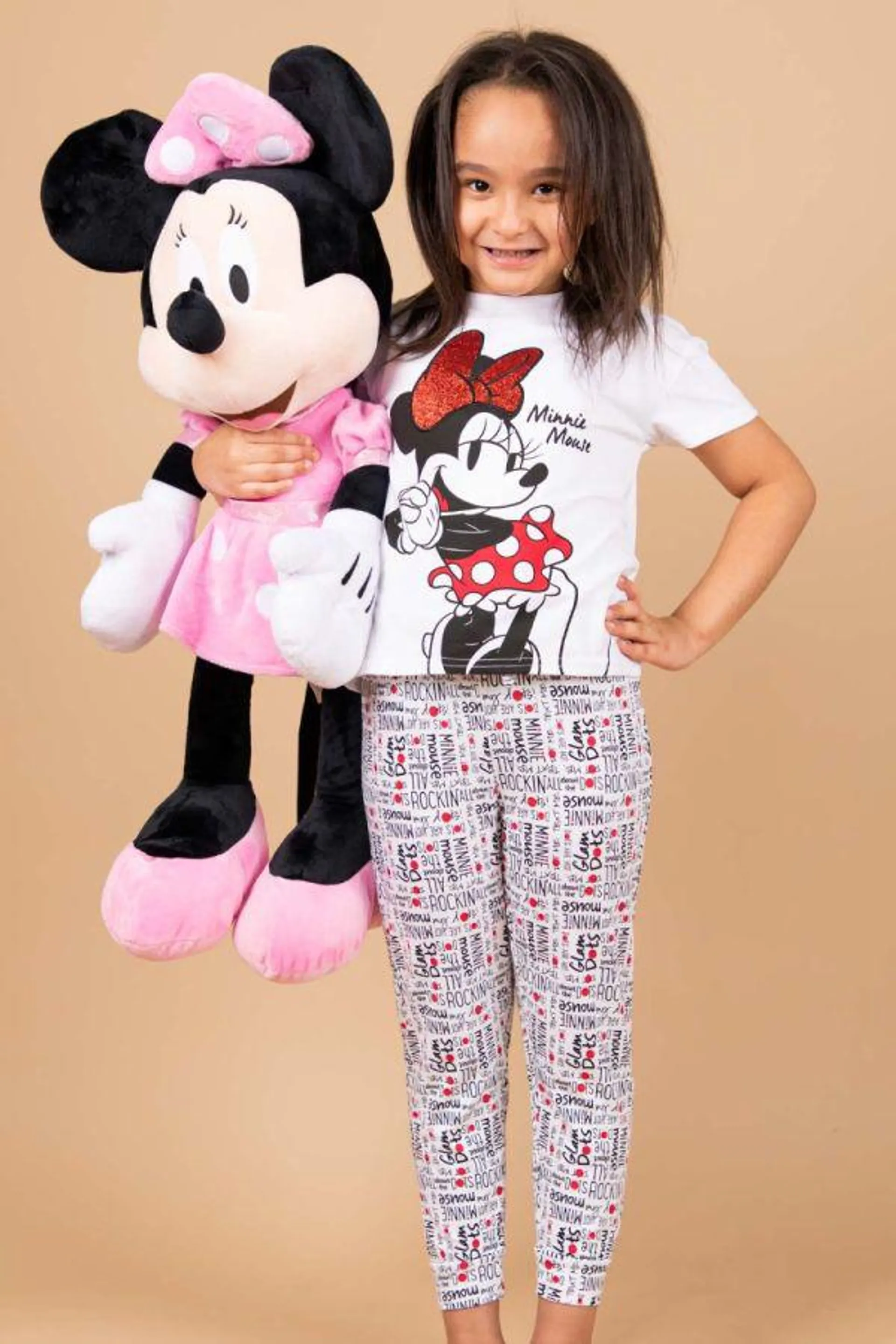 Girls White Minnie Word PJ