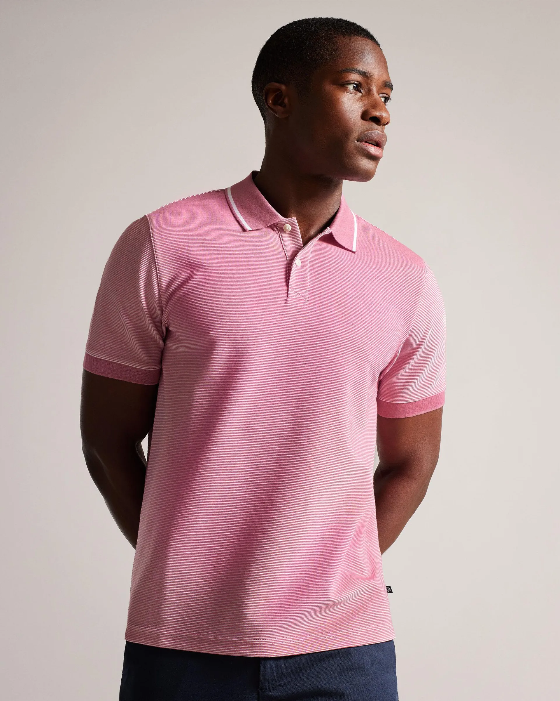 Short Sleeve Striped Polo Shirt