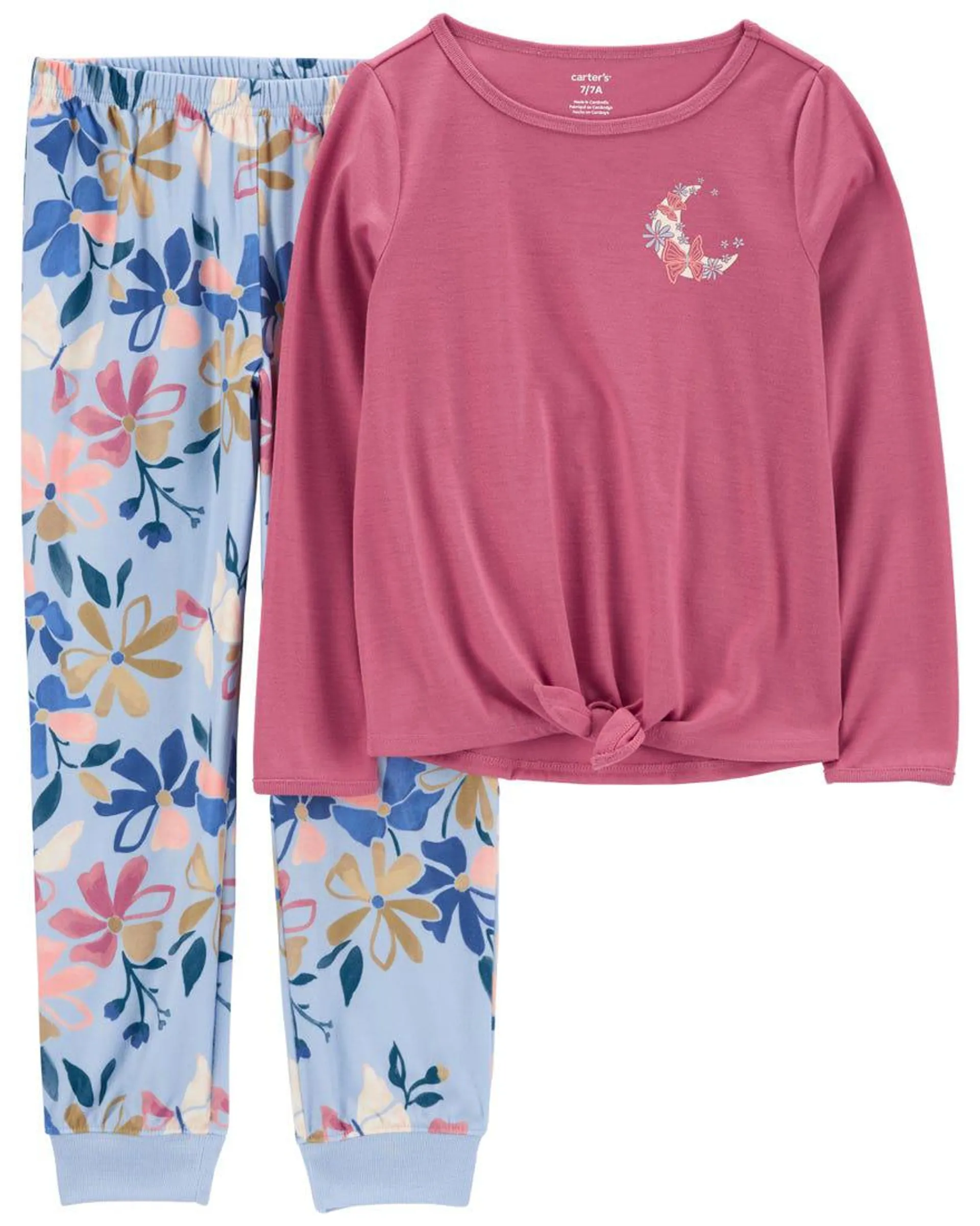 2-Piece Loose Fit Poly & Fleece PJs