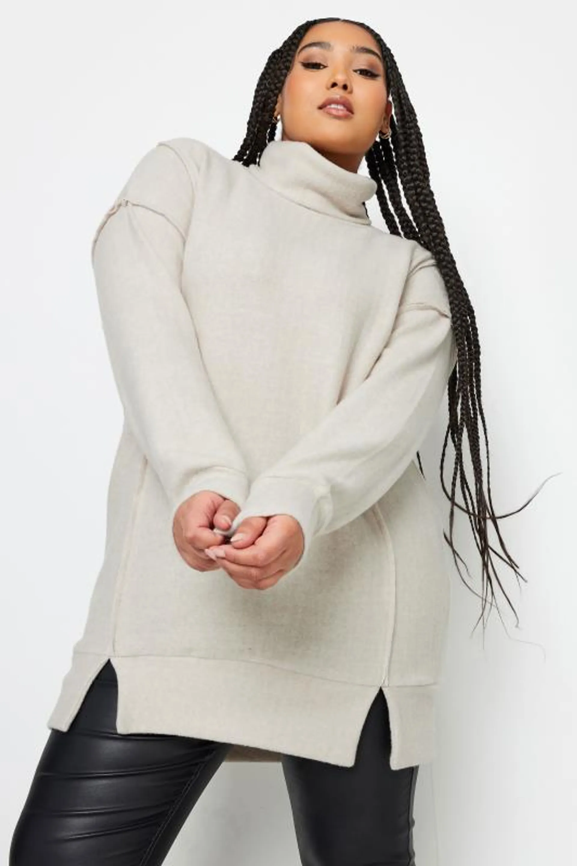 YOURS Curve White Soft Touch Turtleneck Sweatshirt