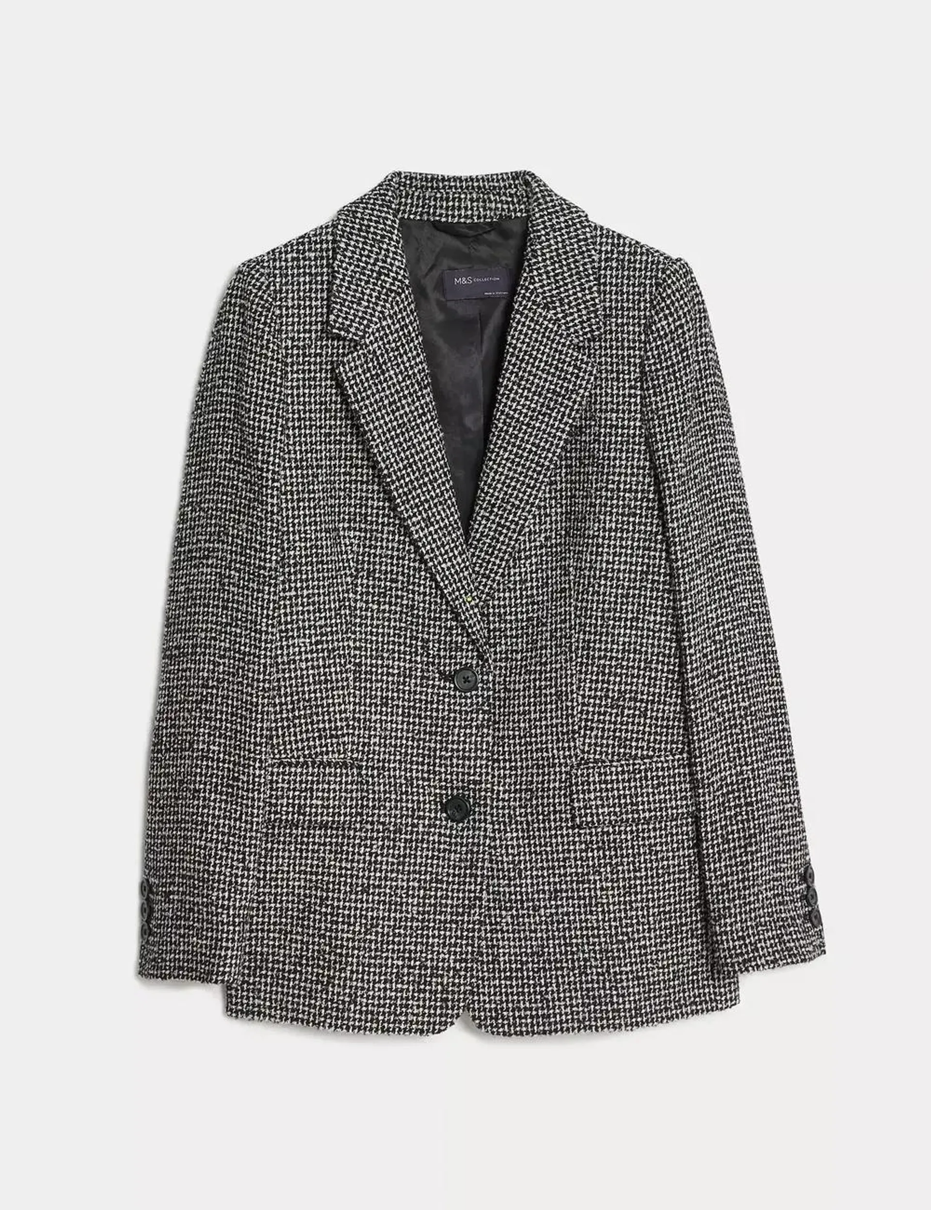 Tweed Relaxed Checked Single Breasted Blazer