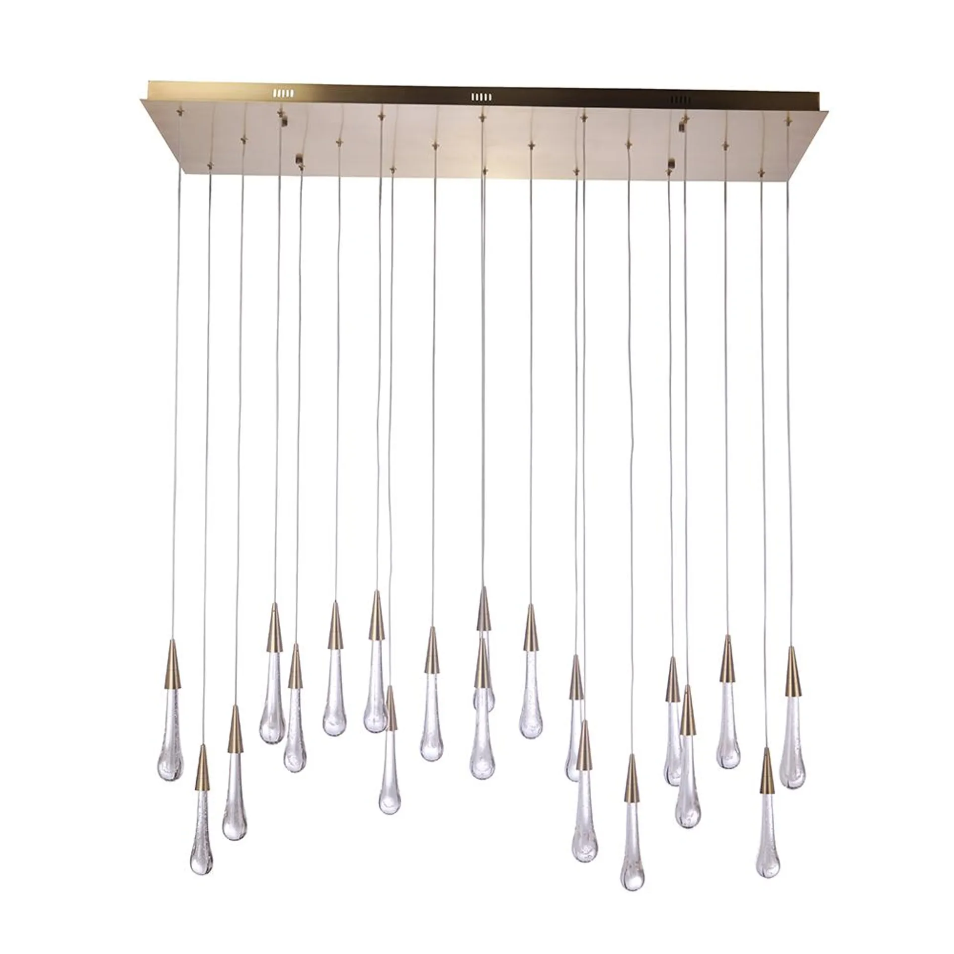 Teardrop 20 Light LED Chandelier - Aged Brass