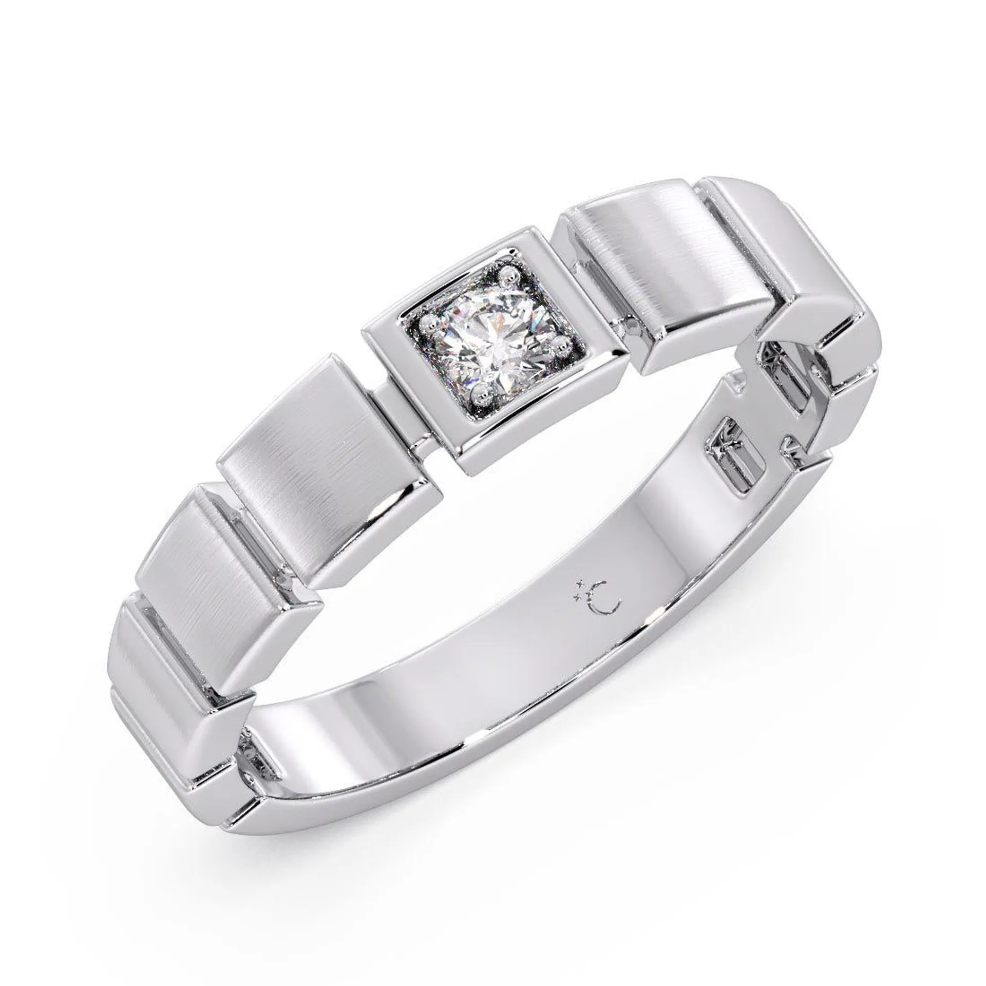 Aaron Solitaire Platinum Band Ring