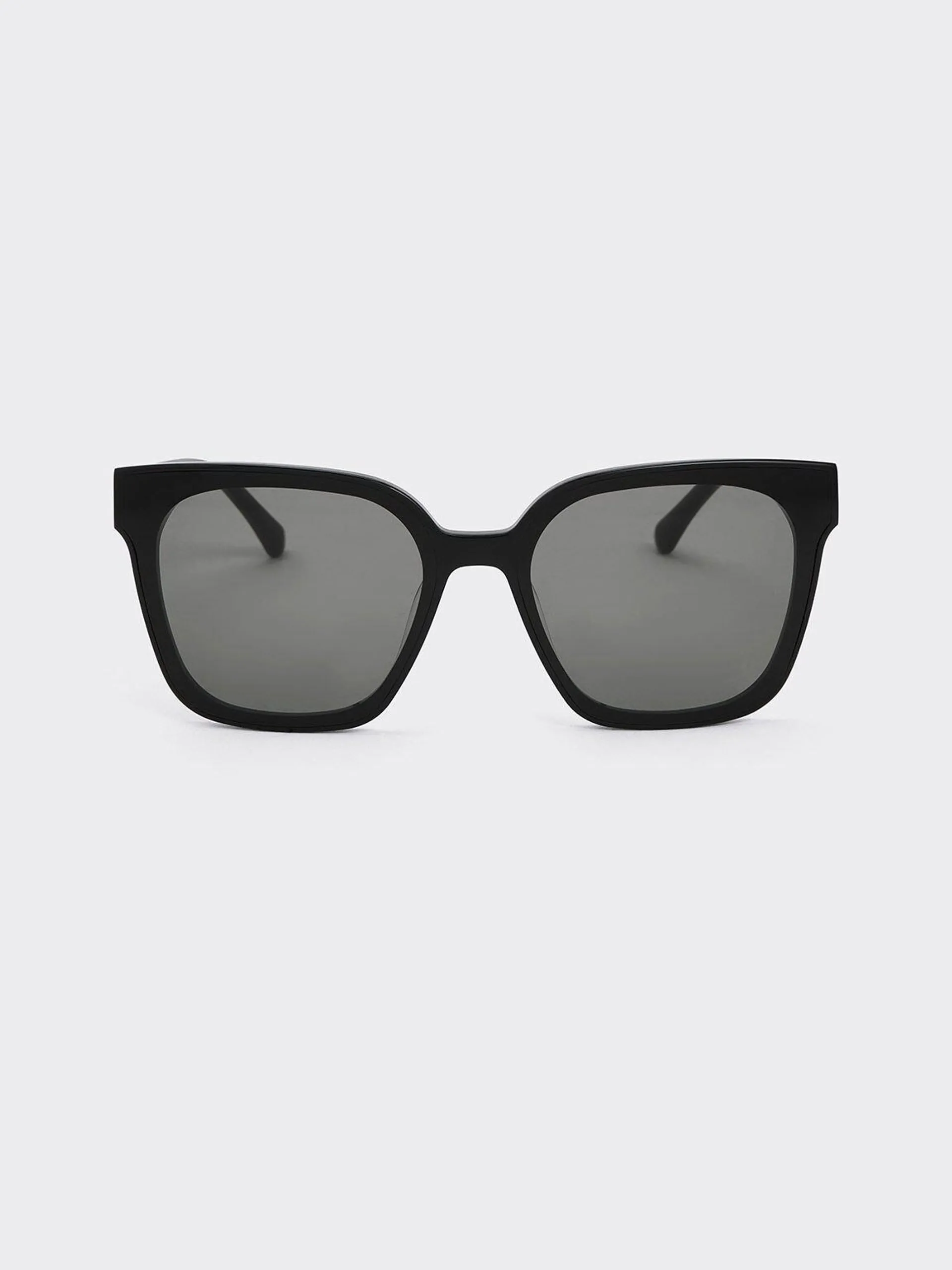 Square Thick-Frame Sunglasses - Black