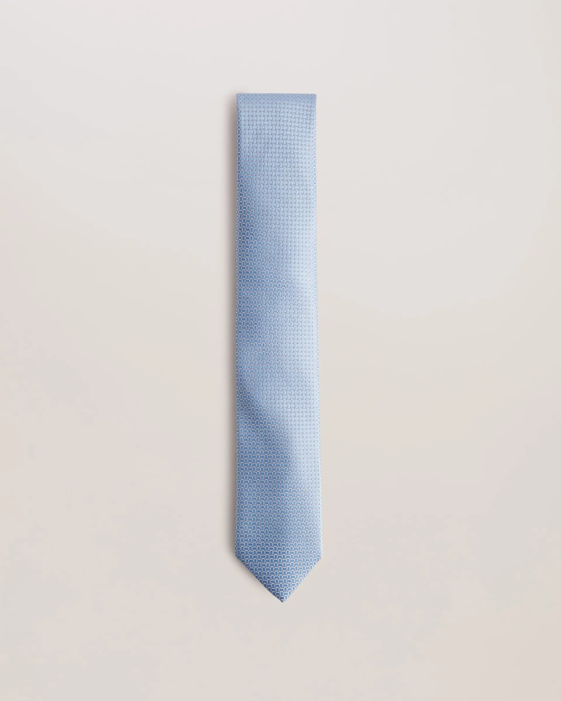 Leopole Micro Geometric Pattern Silk Tie Lt-Blue