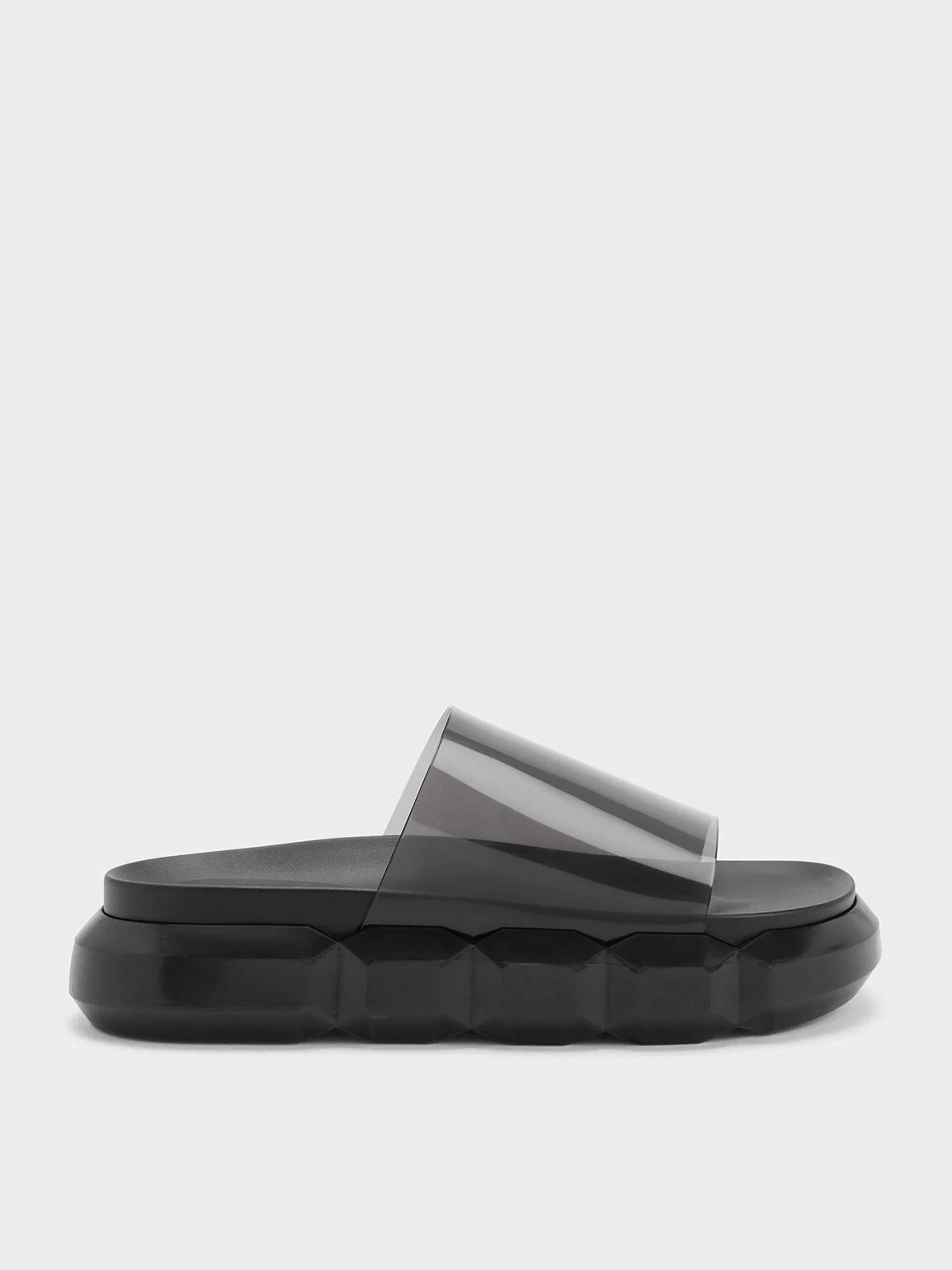 Fia See-Through Slide Sandals - Black