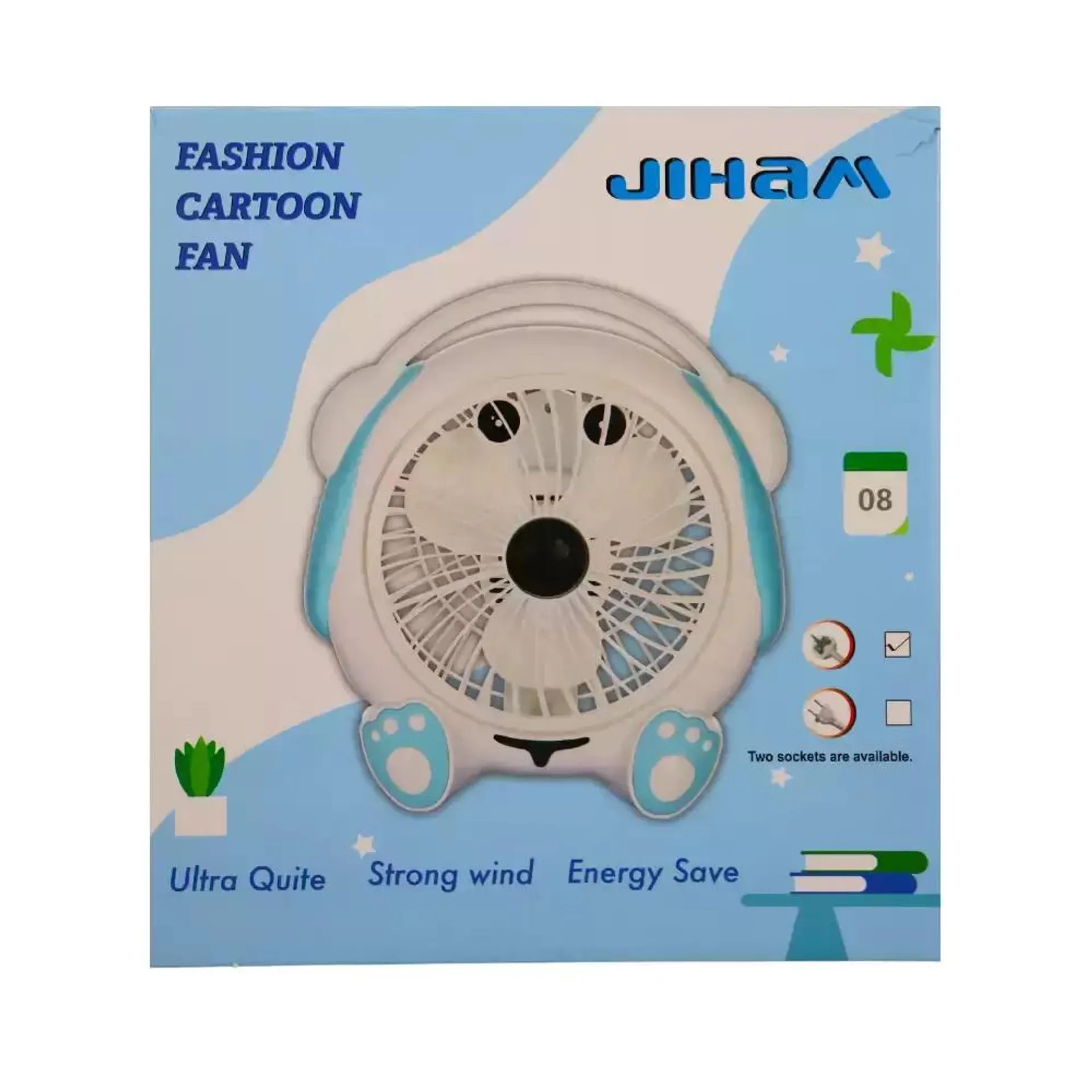 Cute Fashion Cartoon Mini Electric Desktop Fan, Creative and Portable- Blue