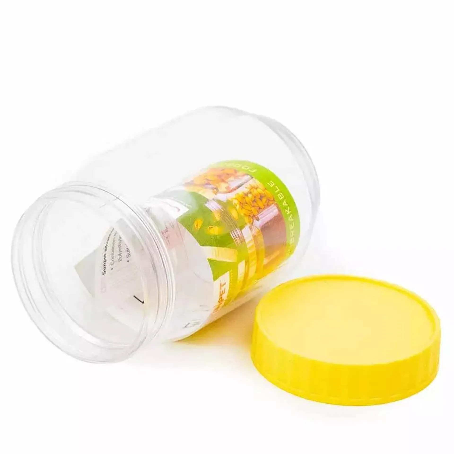 Sunpet Plastic Round Food Container Transparent with Yellow Cover, Capacity 300ml