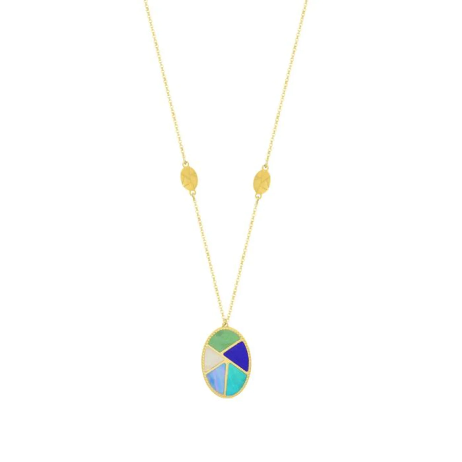 Amelia Barcelona 18k Yellow Gold and Coloured Mother of Pearl Necklace