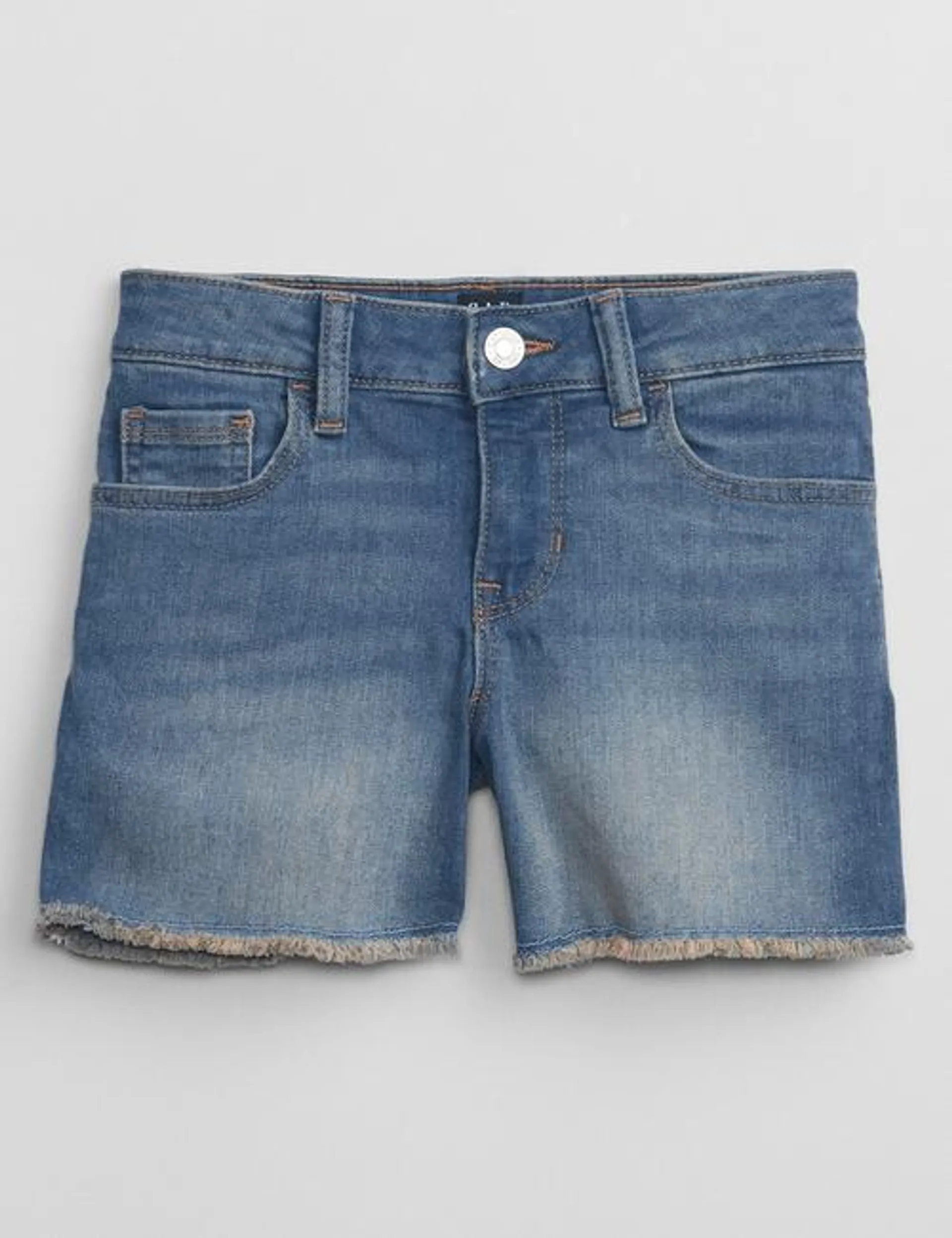 Kids Mid Rise Midi Denim Shorts