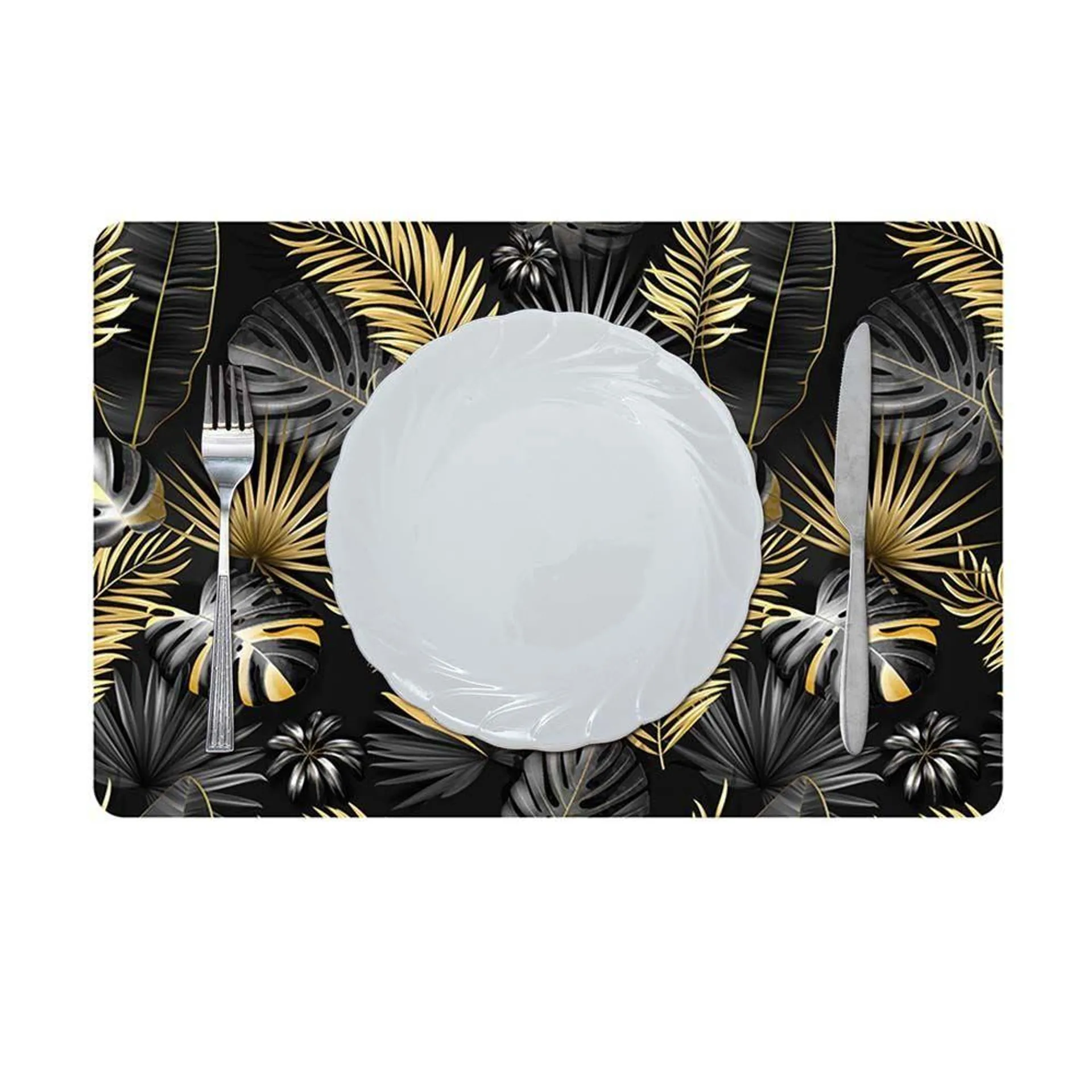 Glamour Mdf Printed Placemat Gold/Black ADA-HK-30128