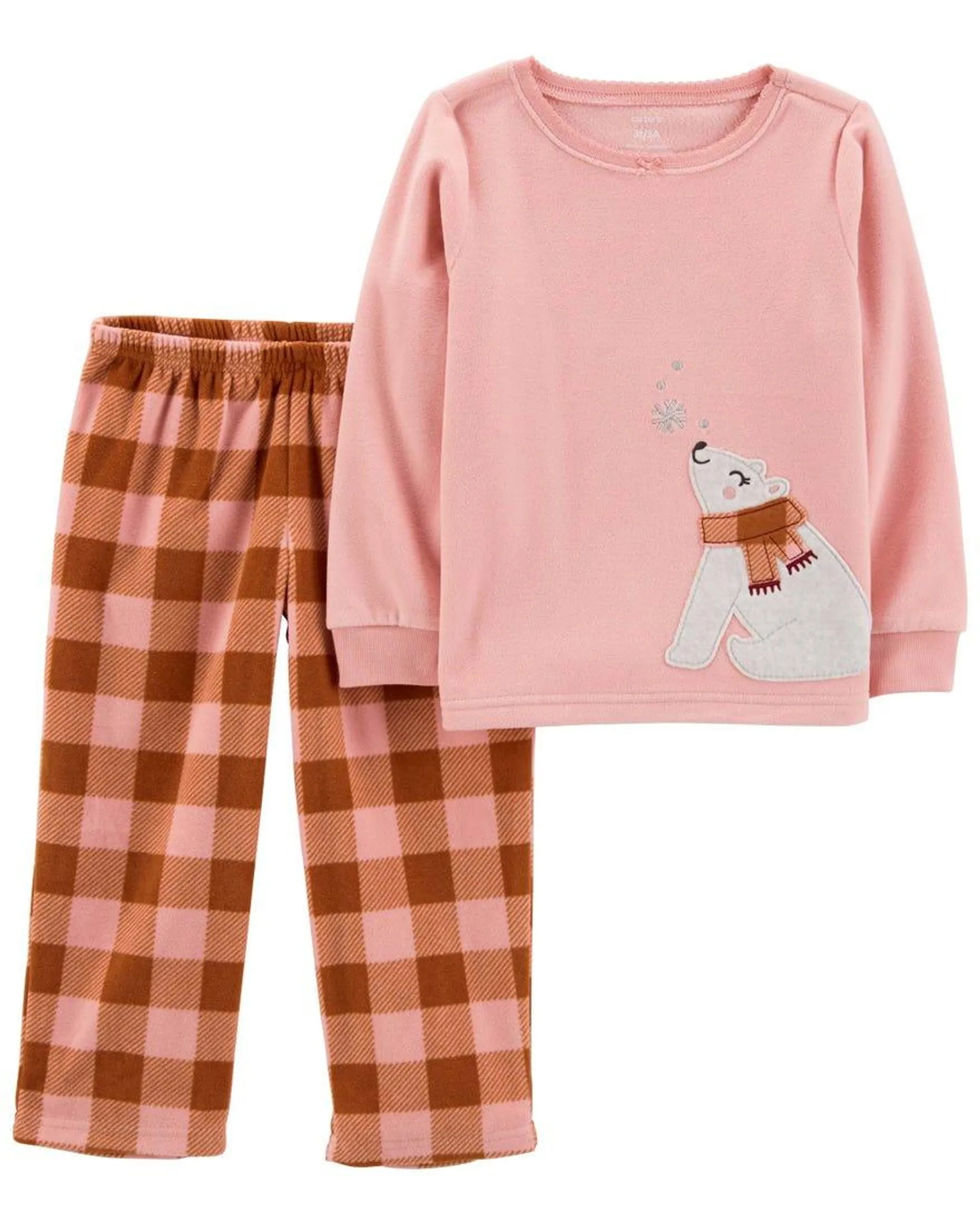 2-Piece Polar Bear Cotton & Fleece PJs