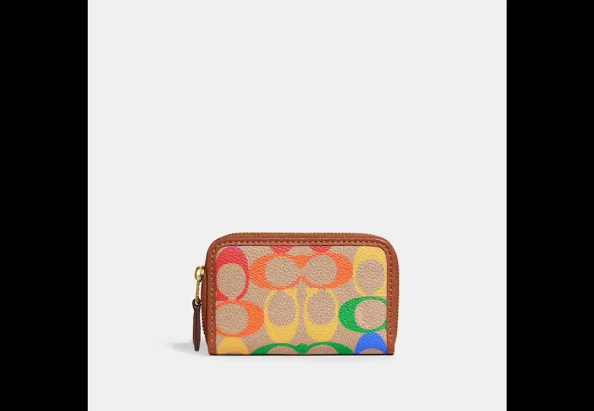 Small Zip Around Card Case In Rainbow Signature Canvas