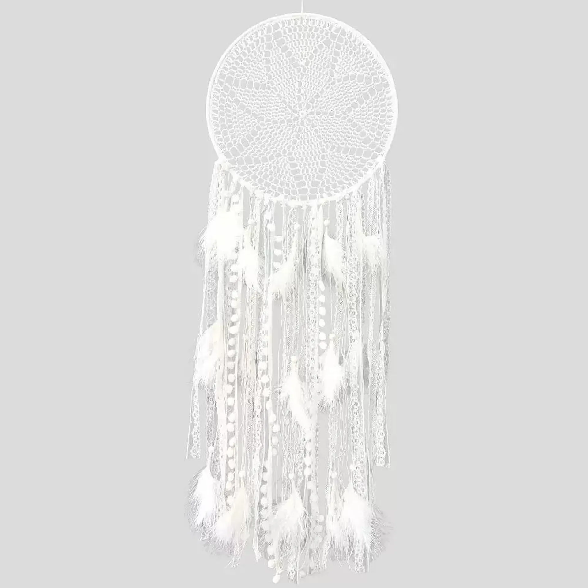 Handmade Crochet Dream Catcher Wall Hanging Home Decor For Positive Vibes- White