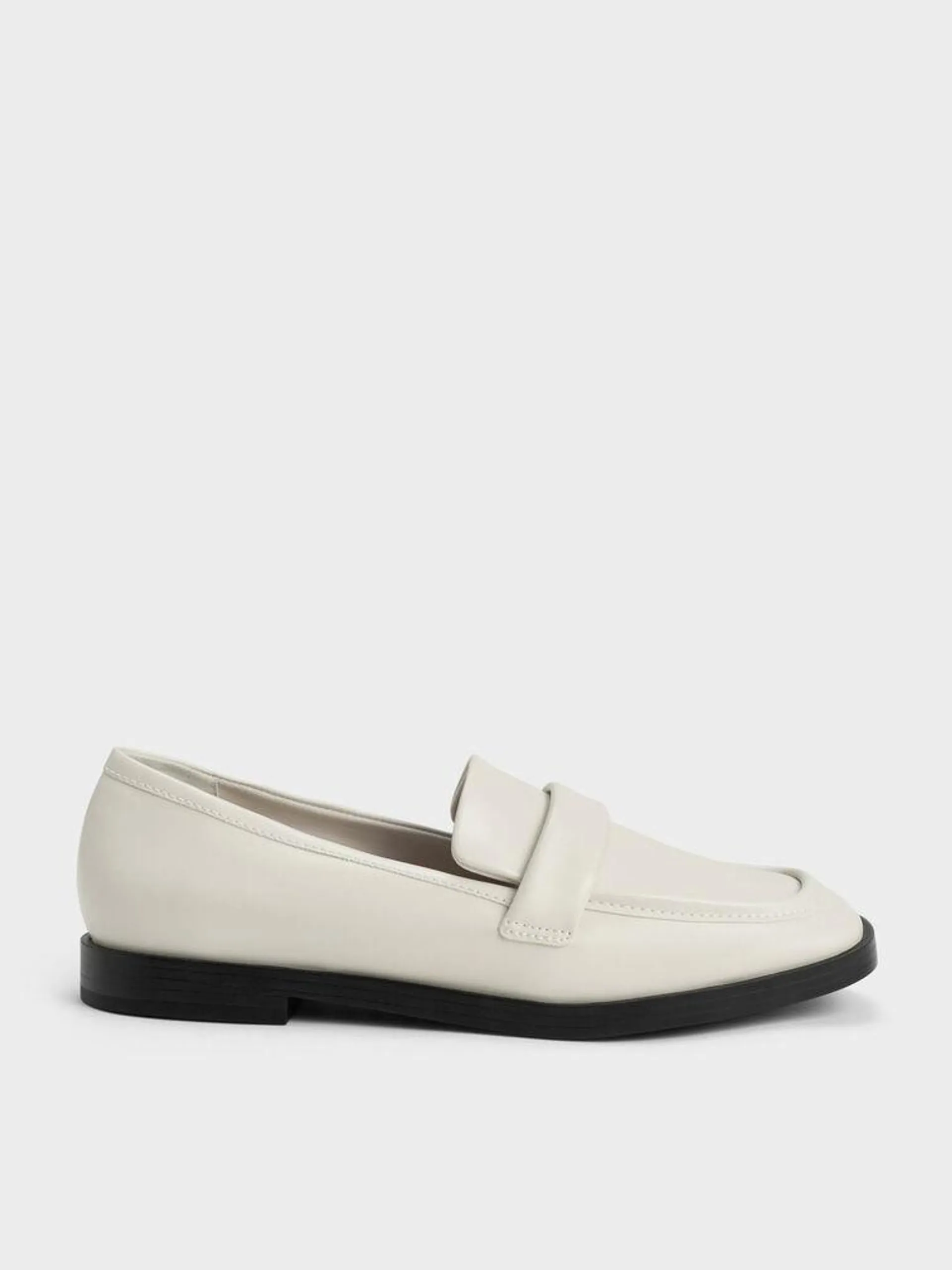 Square-Toe Penny Loafers - Chalk