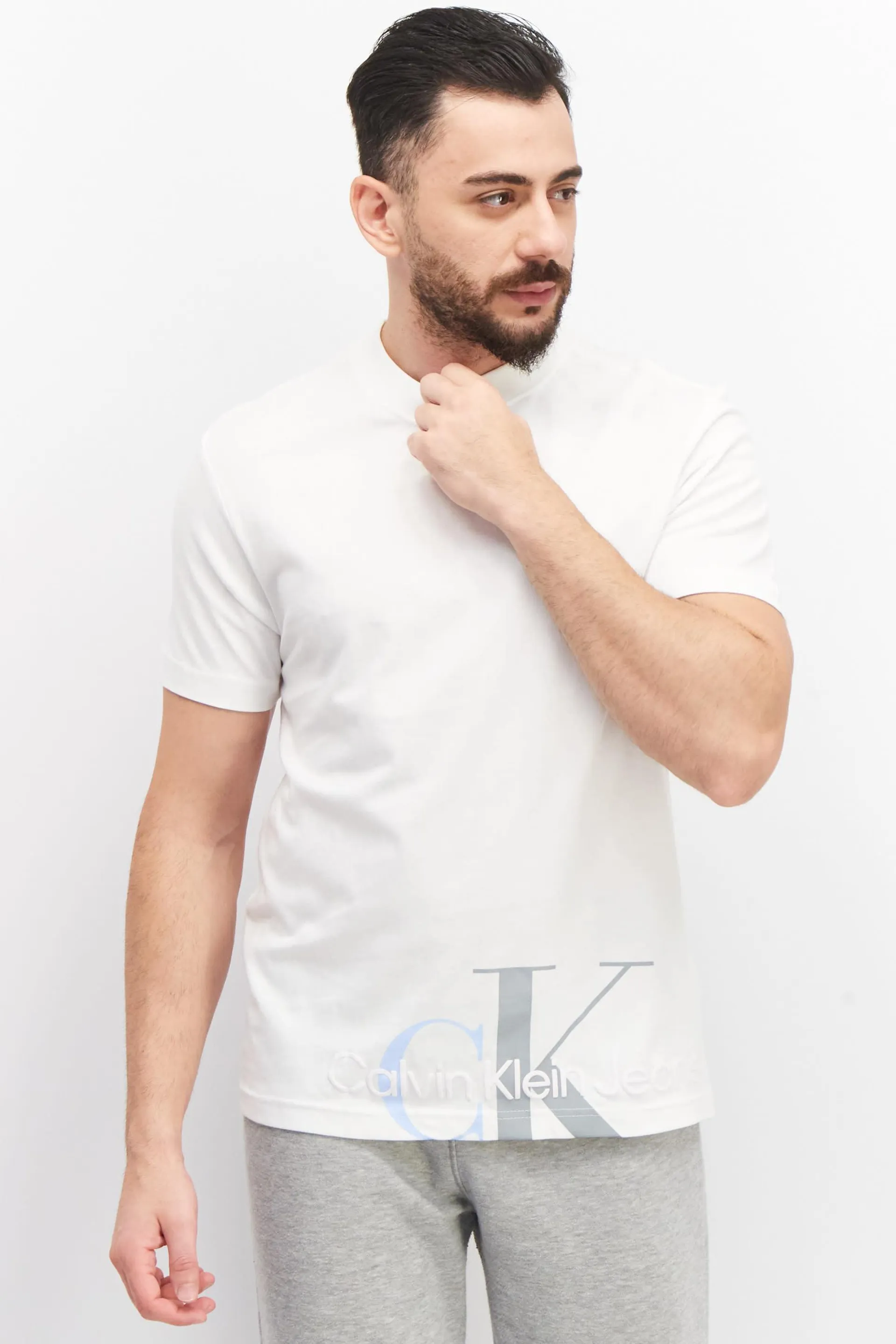 Men Crew Neck Short Sleeve Graphic Print T-Shirt, White