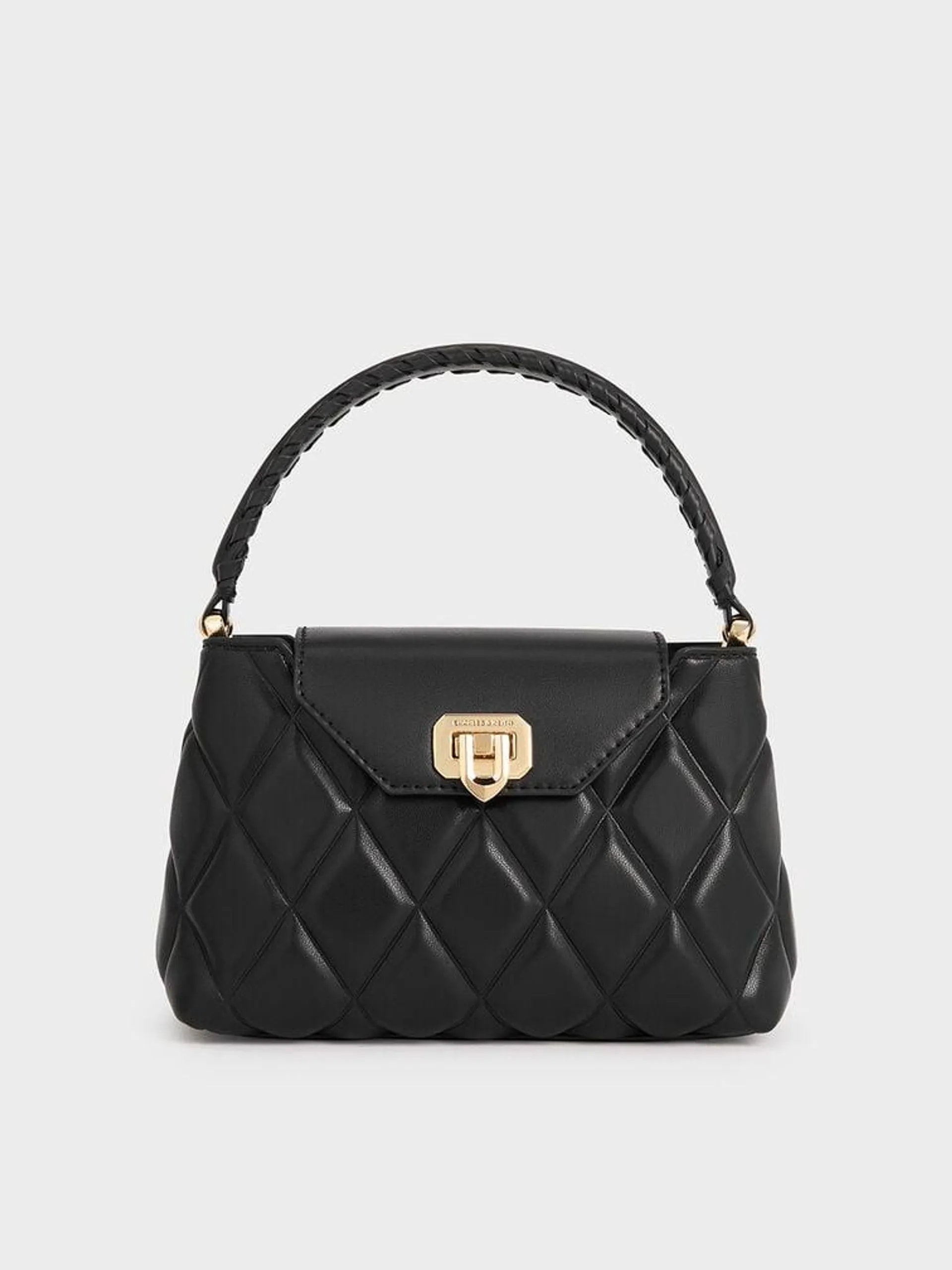 Arwen Quilted Braided-Strap Top Handle Bag