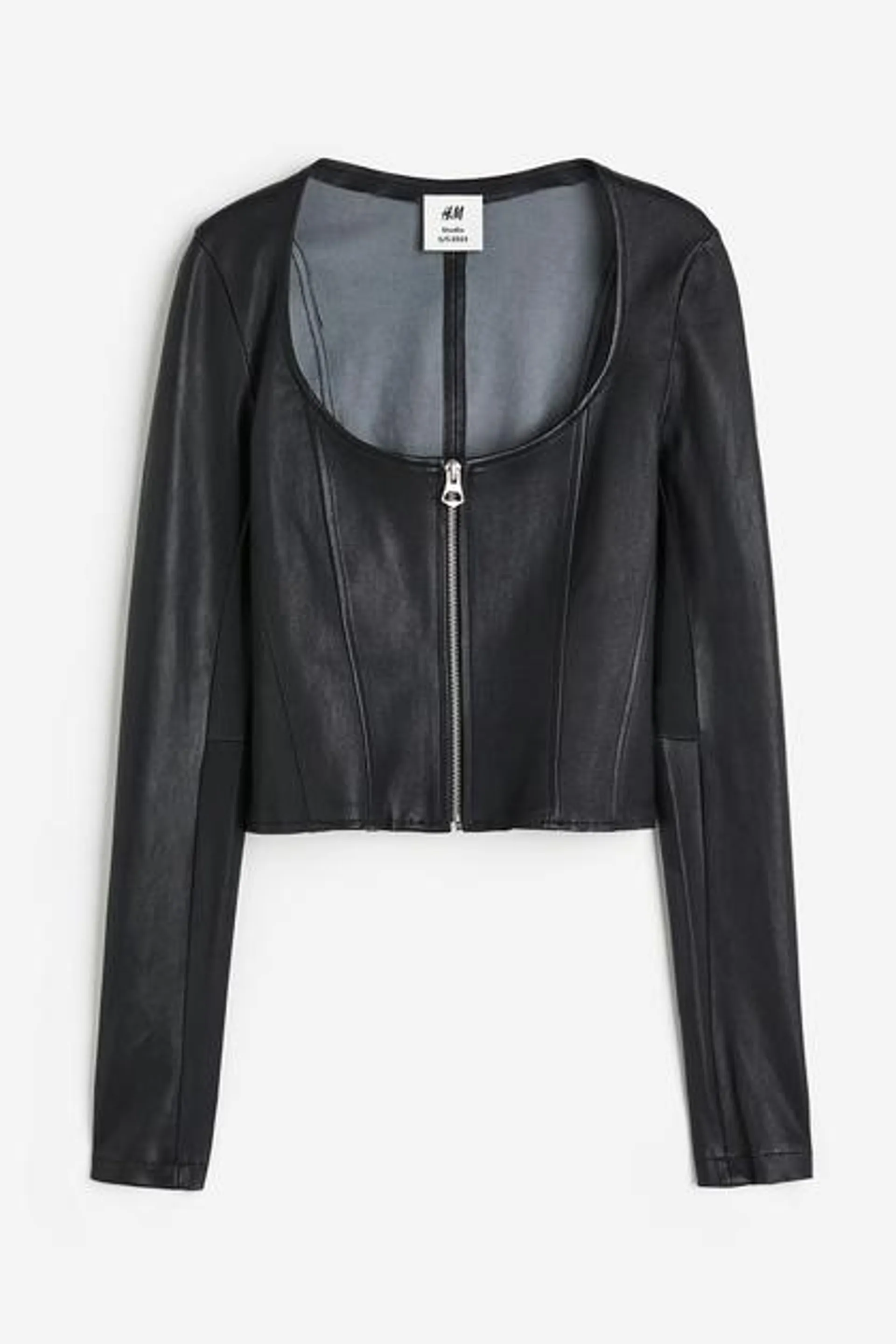 Zip-front leather top