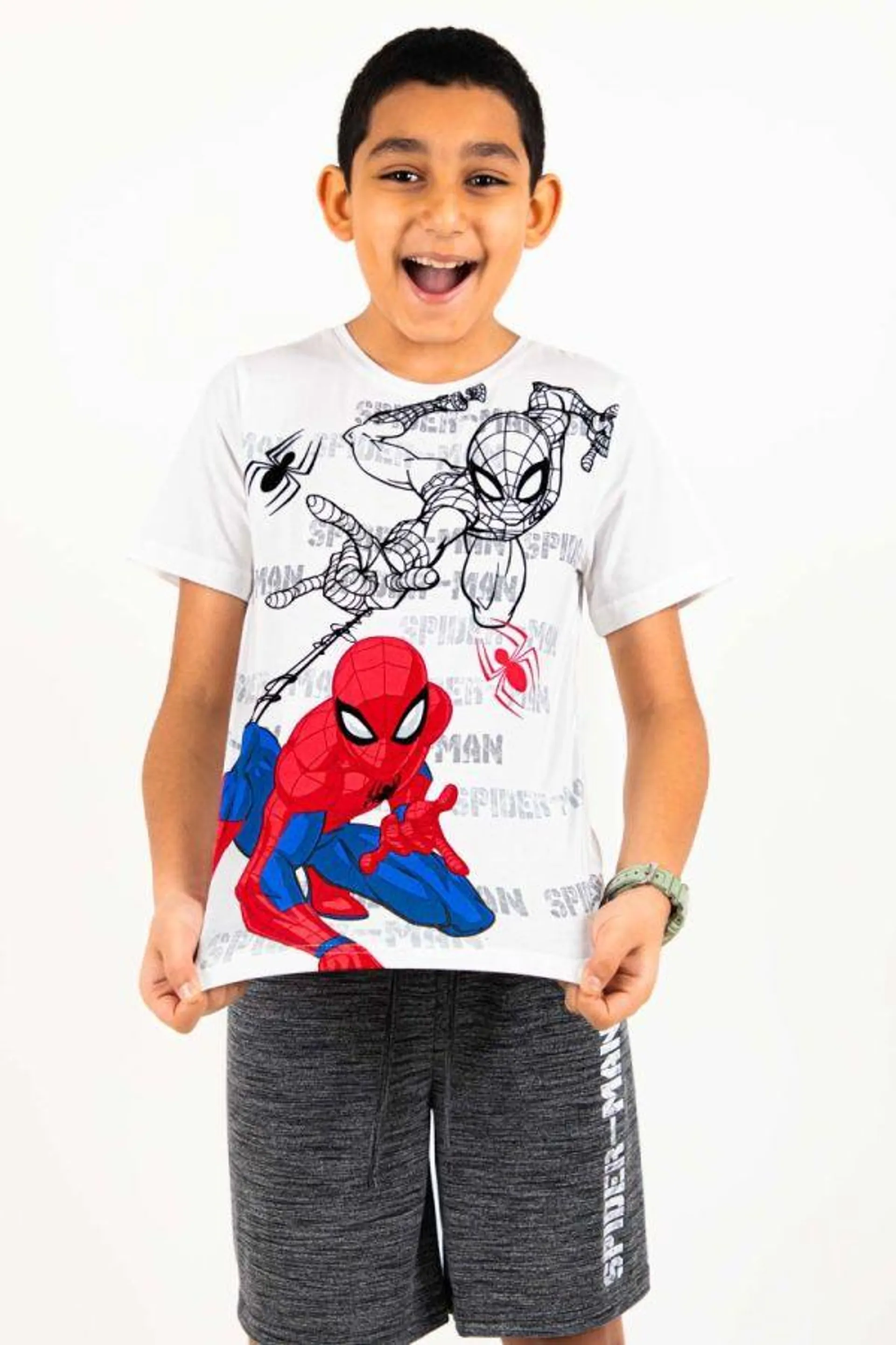 Boys White Spider-Man Short Set